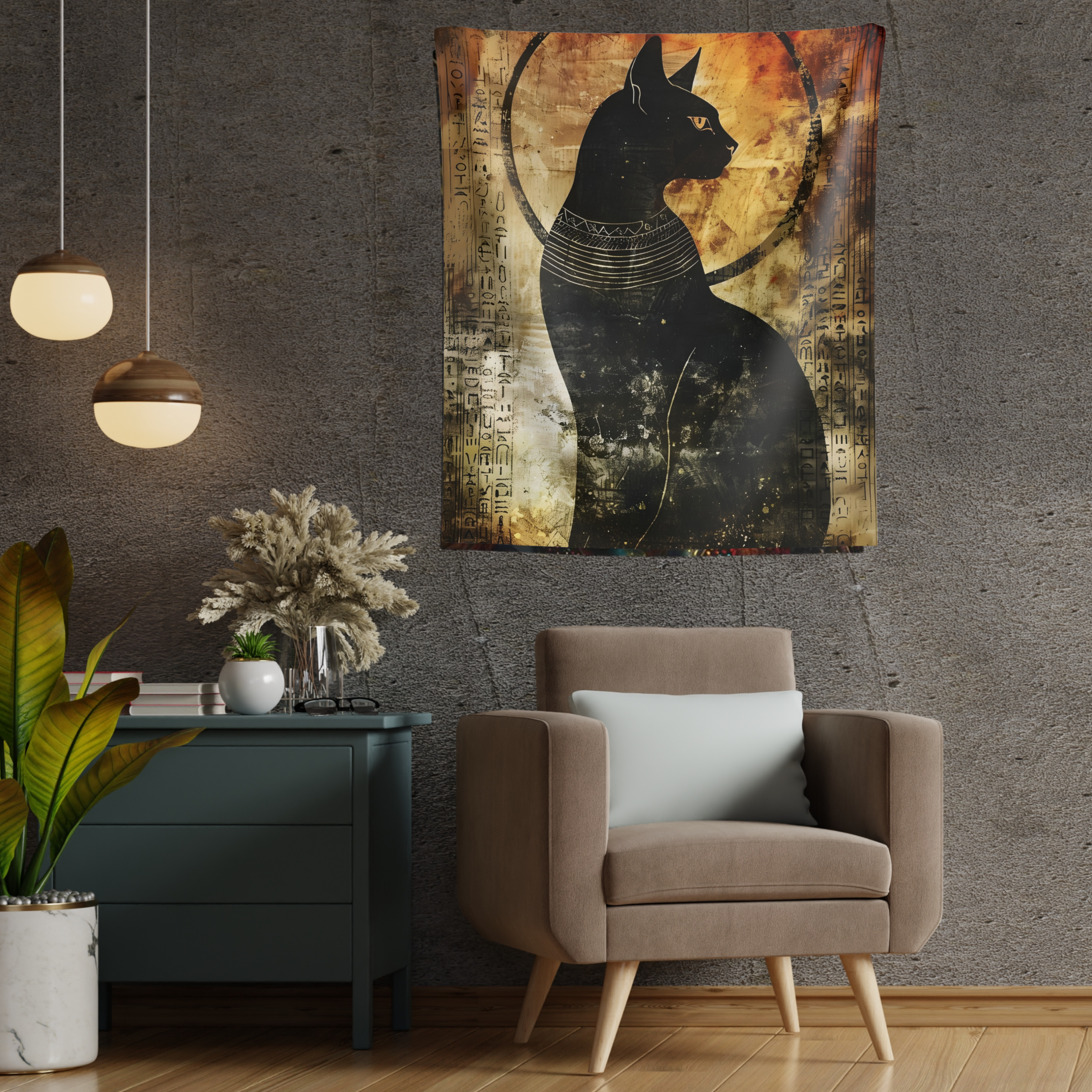 Egyptian Cat Portrait Wall Tapestries