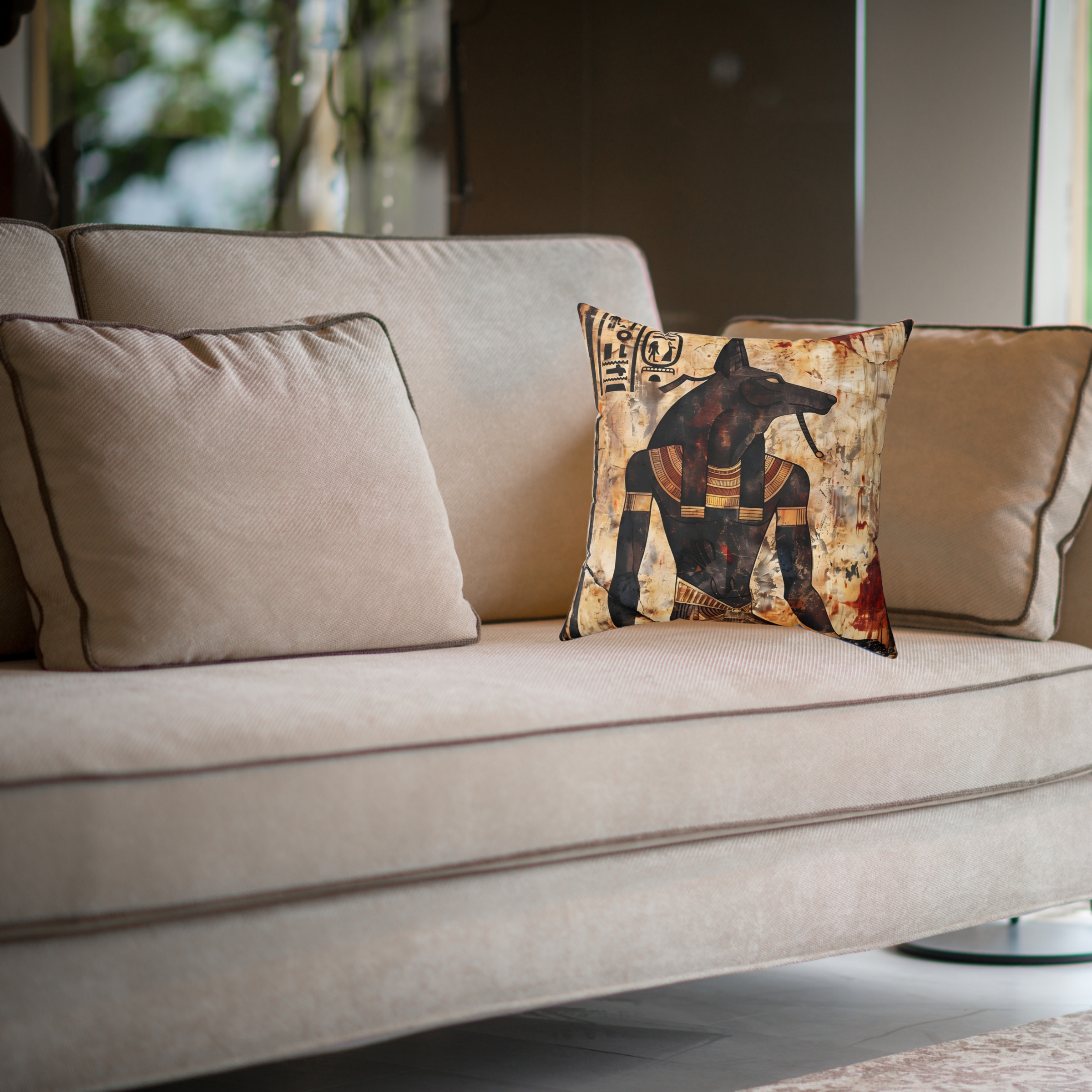 Anubis Egyptian God Square Pillow