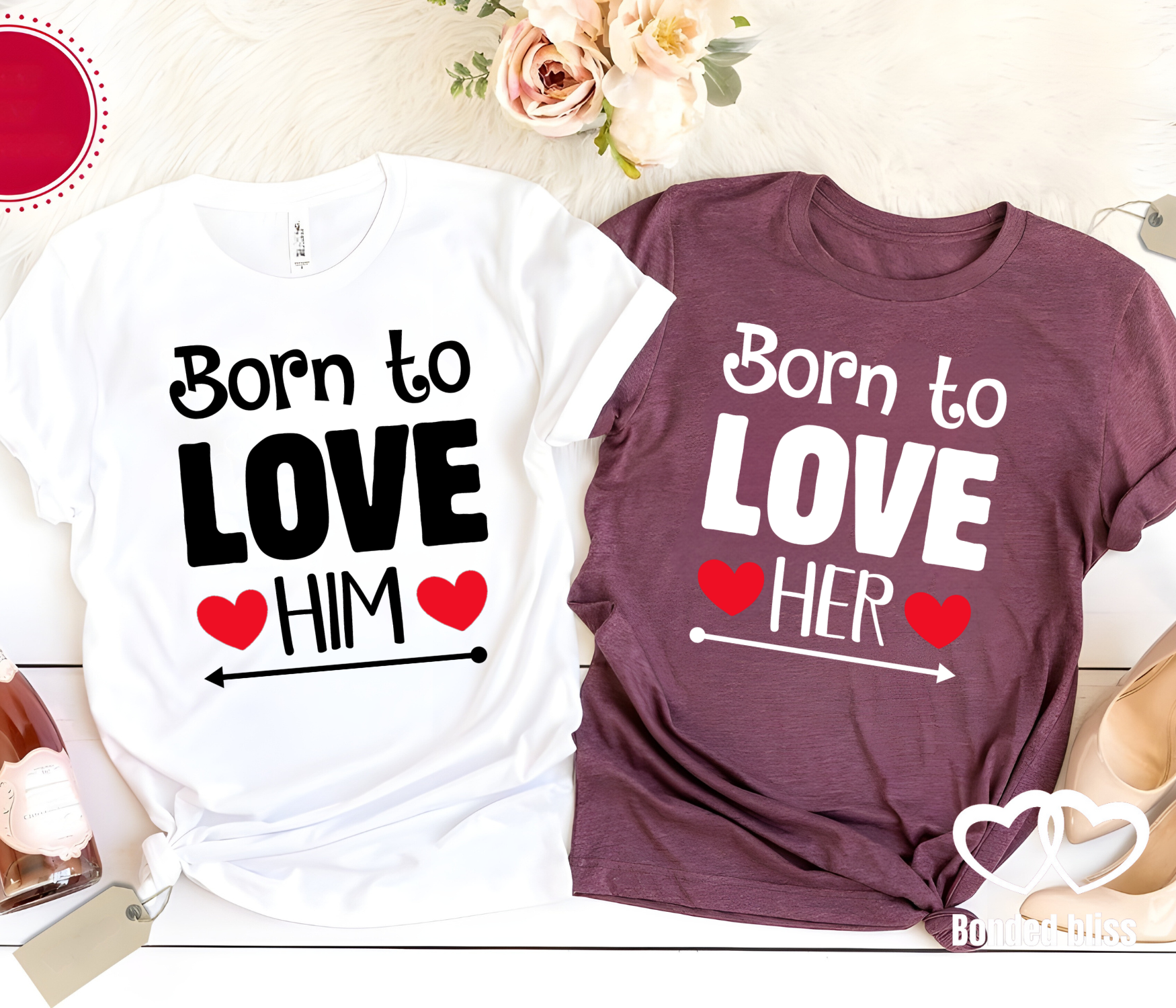 Born to Love Him/Her Matching Couples T-Shirts – Romantic Gift for Any Occasion product thumbnail image Born to Love Him/Her Matching Couples T-Shirts – Romantic Gift for Any Occasion product thumbnail image