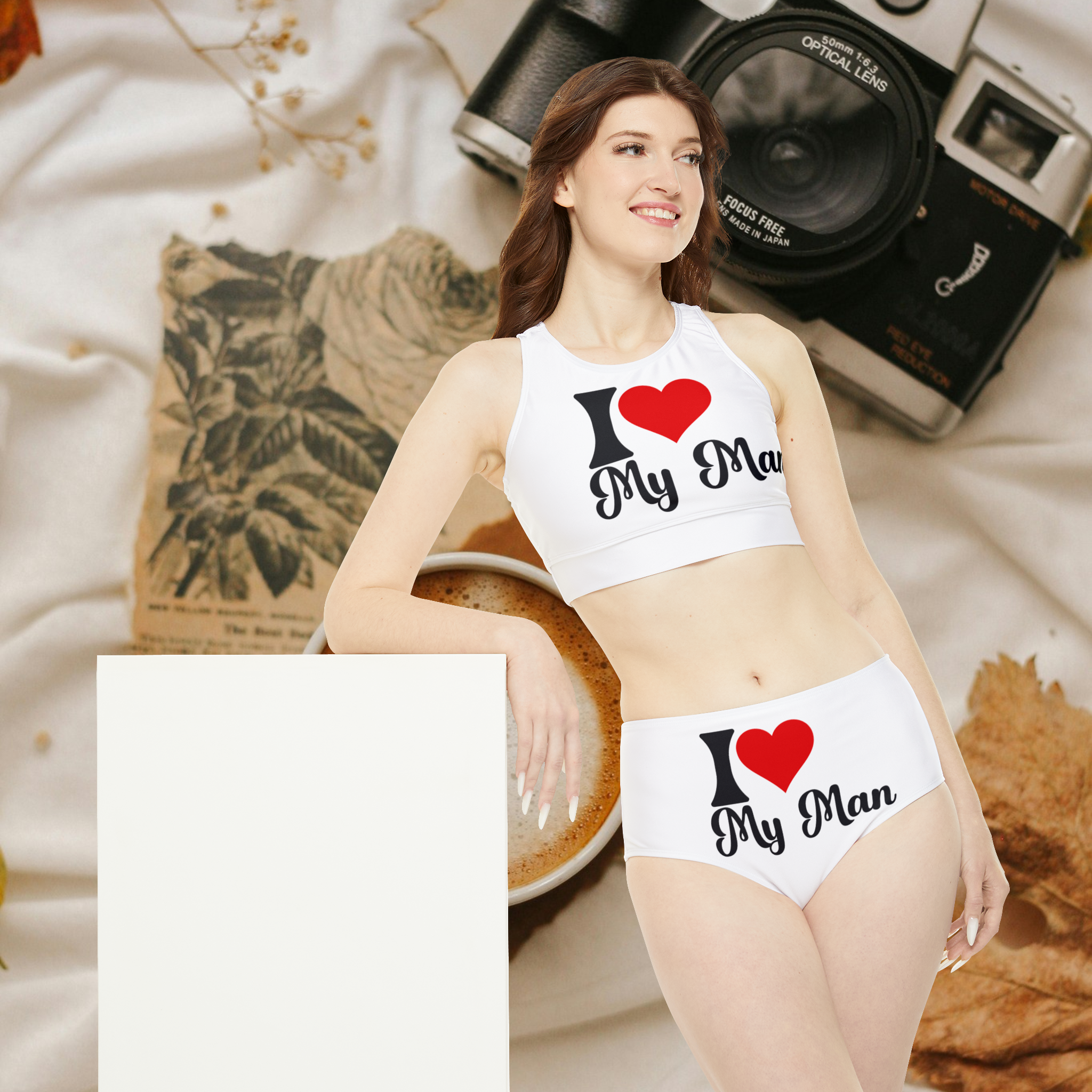 I love my man Sporty Bikini Set (AOP), soprt lovers bikini product thumbnail image