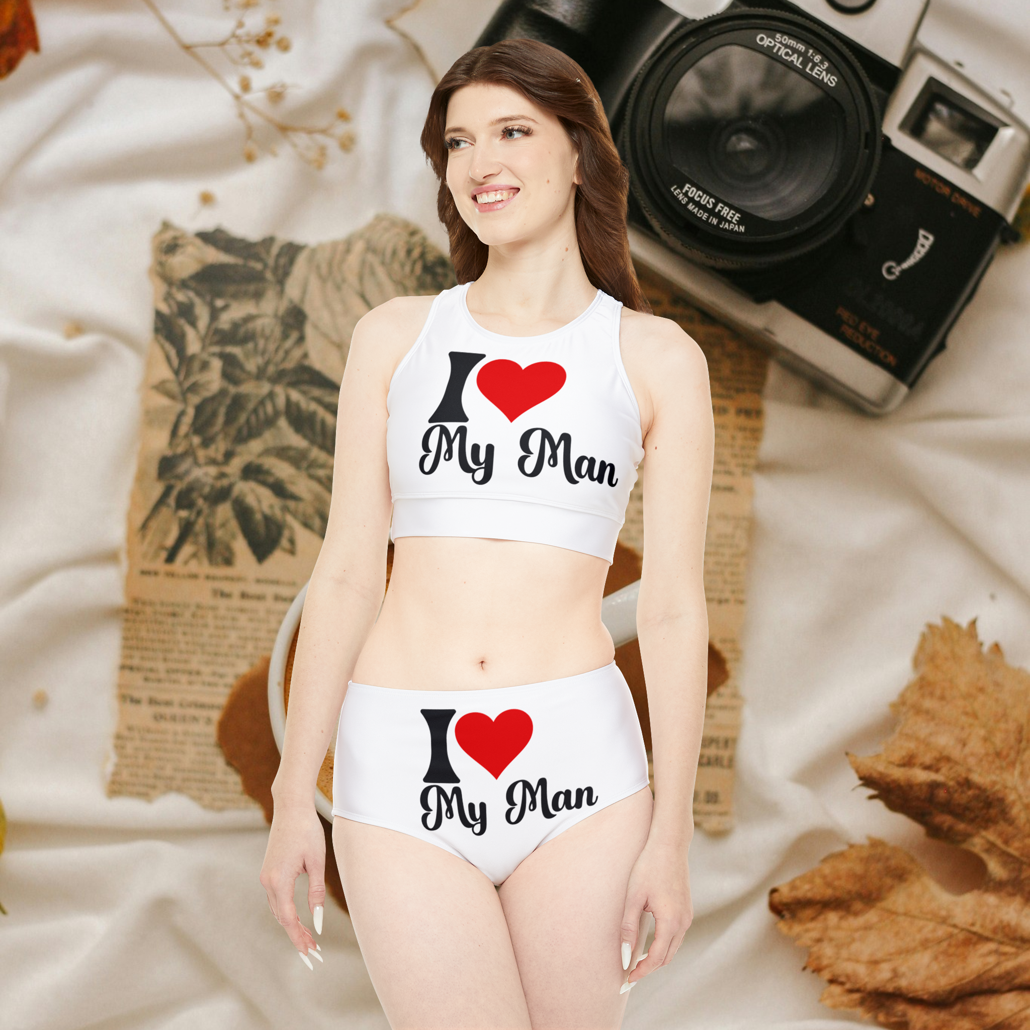 I love my man Sporty Bikini Set (AOP), soprt lovers bikini product thumbnail image