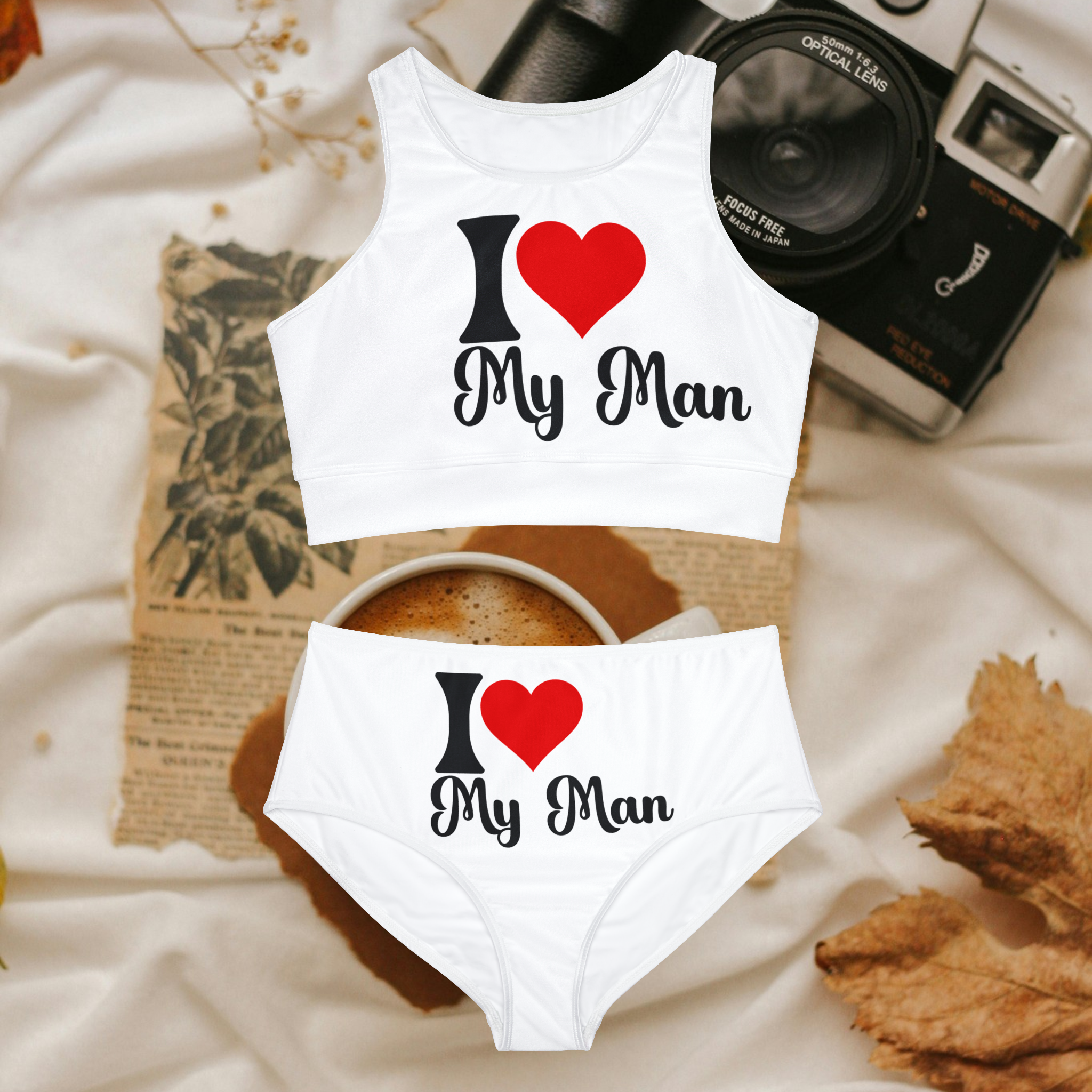 I love my man Sporty Bikini Set (AOP), soprt lovers bikini product thumbnail image