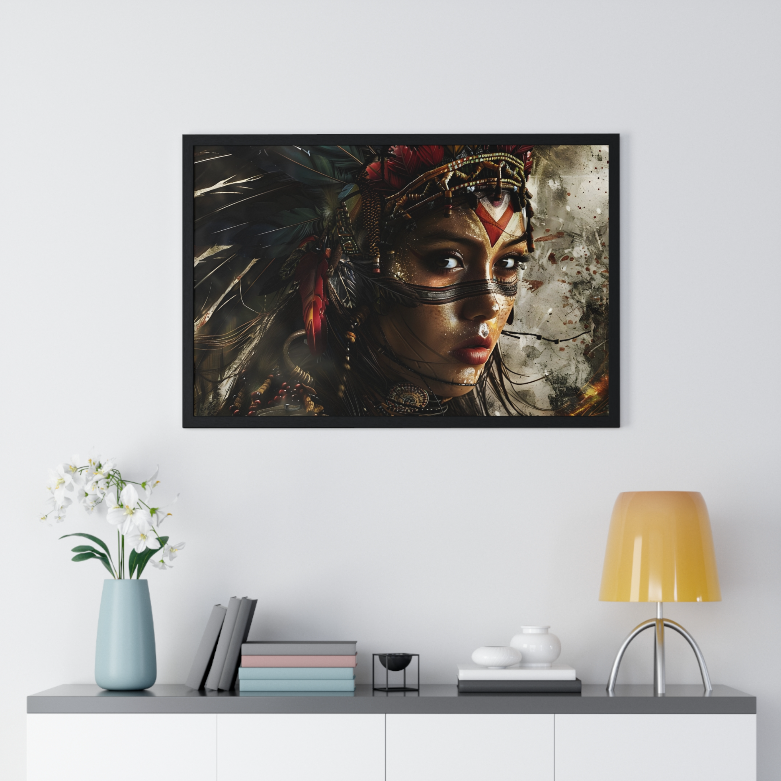 Aztec Mexican Princess Horizontal Framed Poster