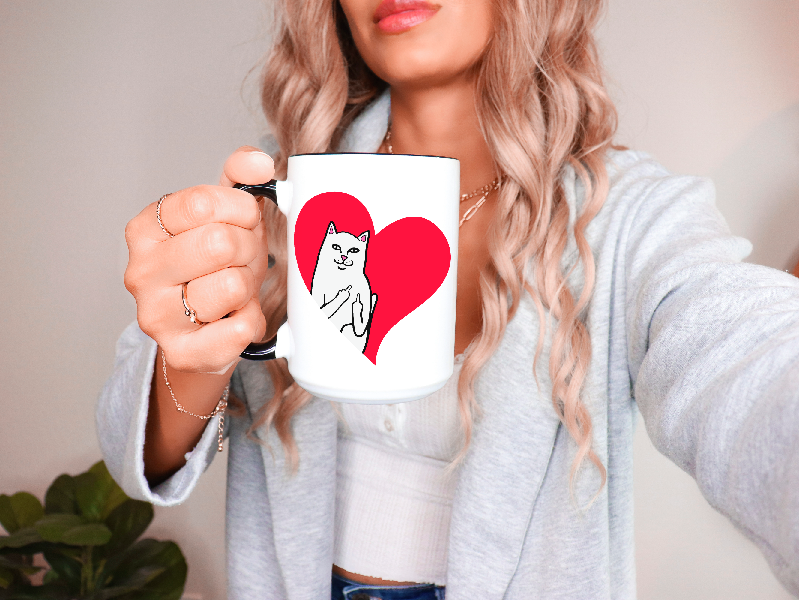 Funny Cat Mug, Sarcastic Middle Finger Mug, Anti-Valentine’s Coffee Cup product thumbnail image Funny Cat Mug, Sarcastic Middle Finger Mug, Anti-Valentine’s Coffee Cup product thumbnail image