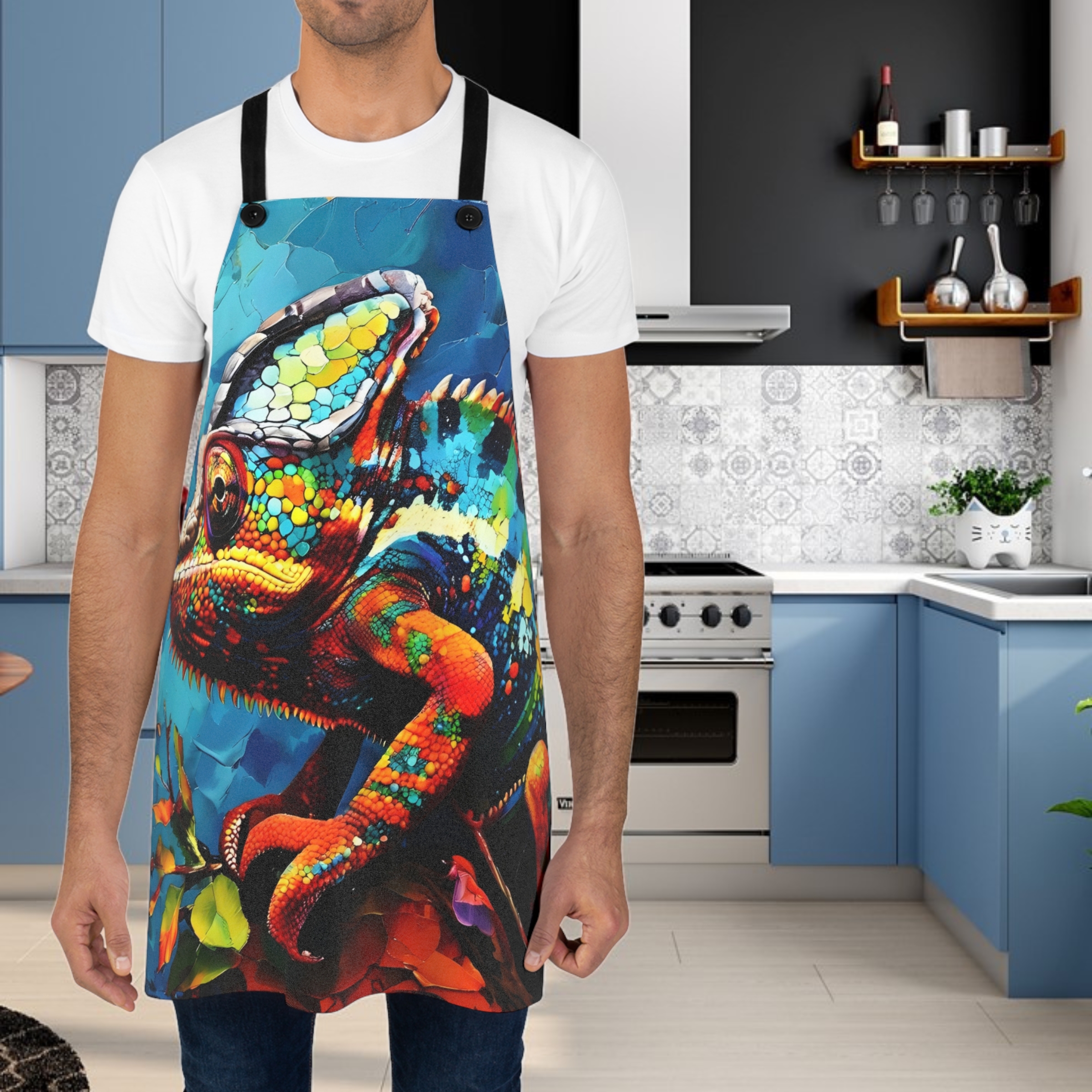 Colorful Chameleon Kitchen Apron (AOP)