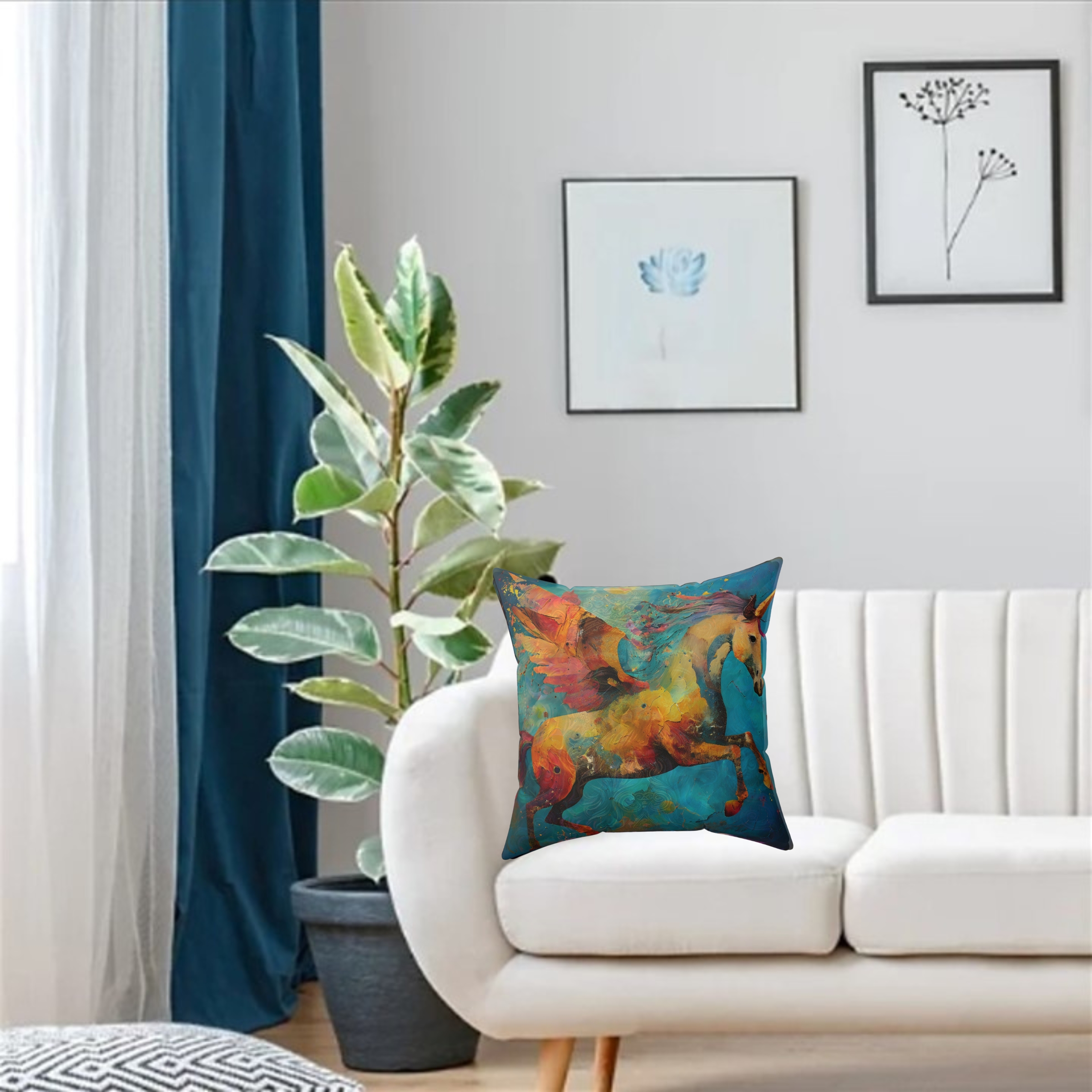 Mythical Flying Unicorn Spun Polyester Square Pillow