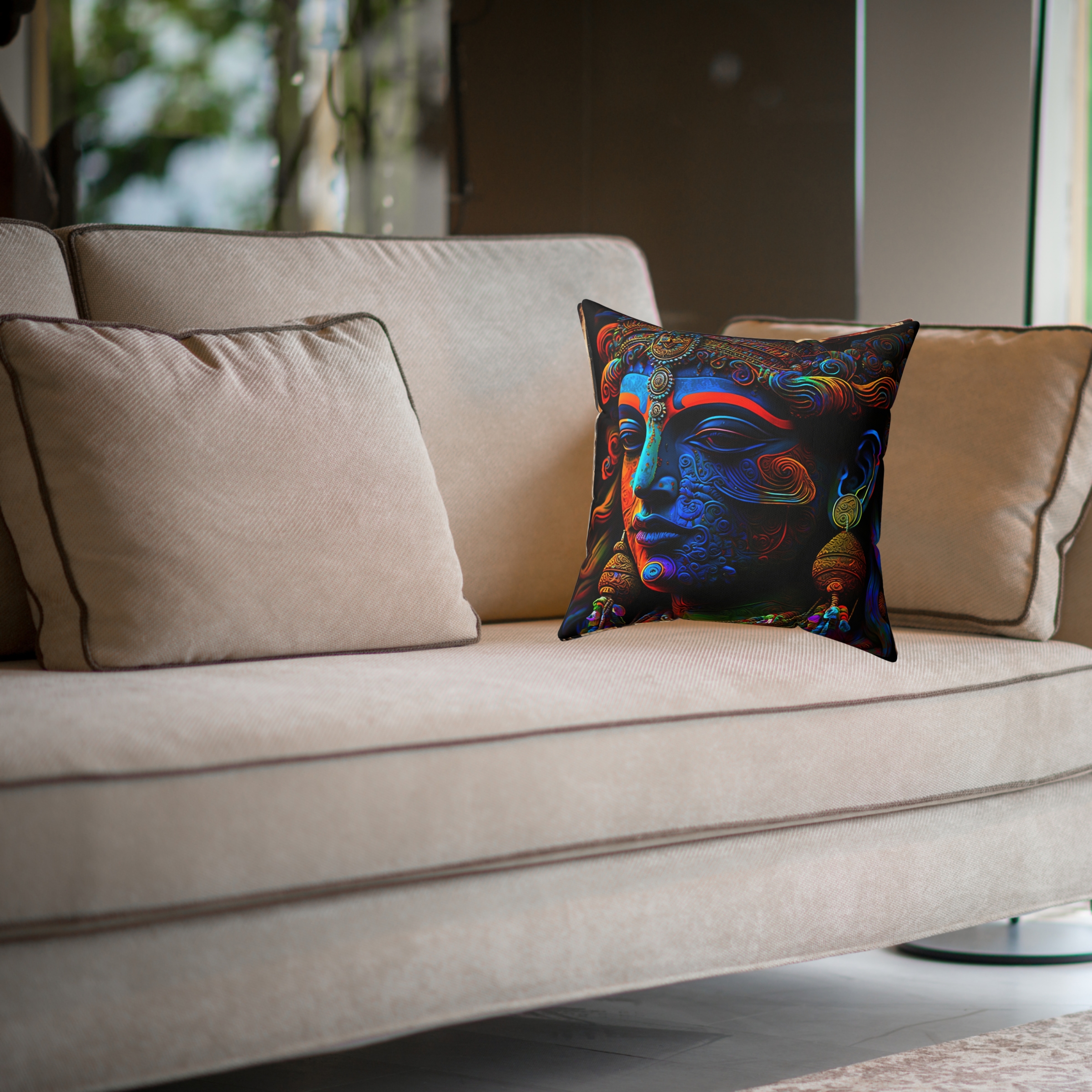 Shiva Hindu Mythology God Polyester Square Pillow Shiva Hindu Mythology God Polyester Square Pillow