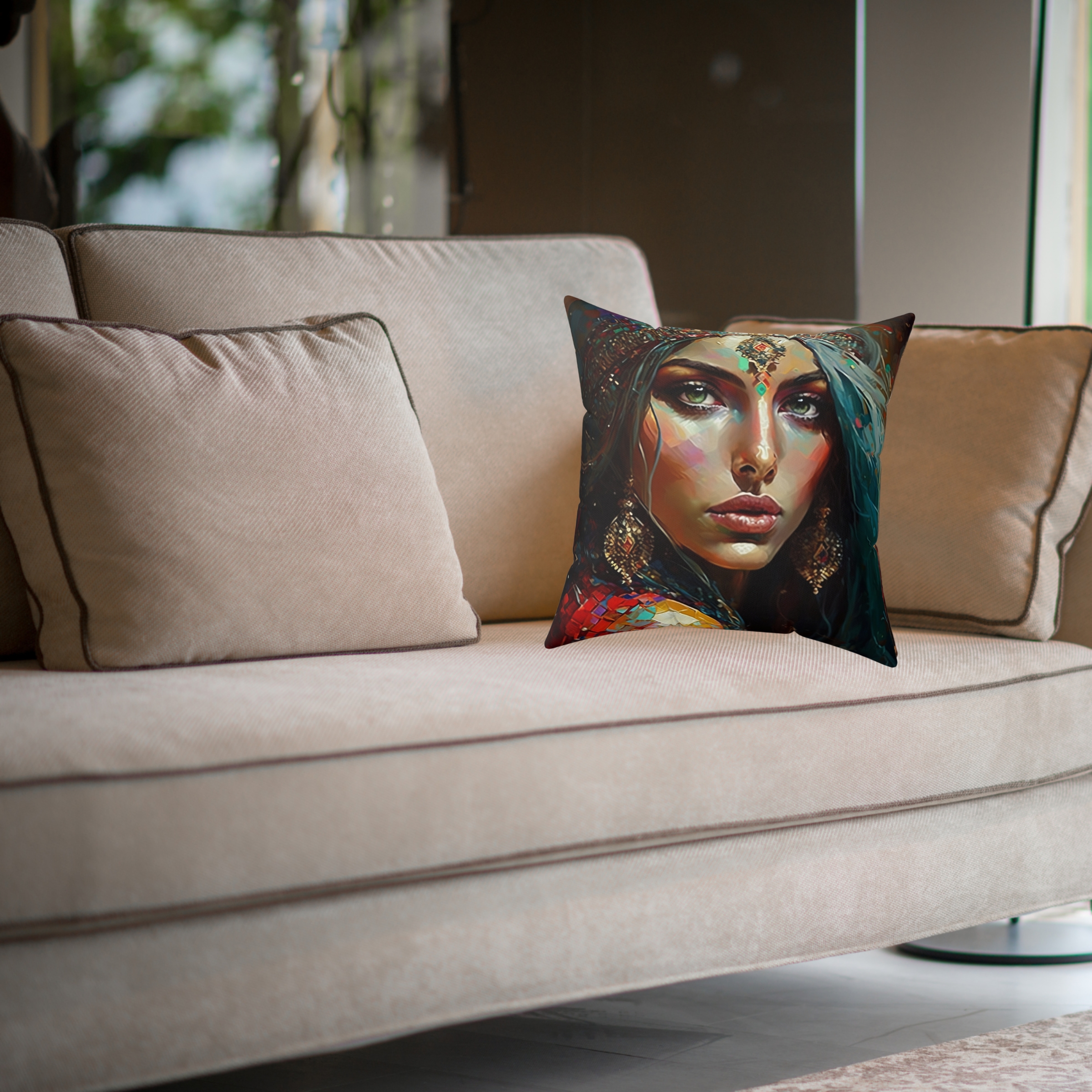 Ardvi Sura Anahita Persian Goddess Square Pillow product thumbnail image Ardvi Sura Anahita Persian Goddess Square Pillow product thumbnail image