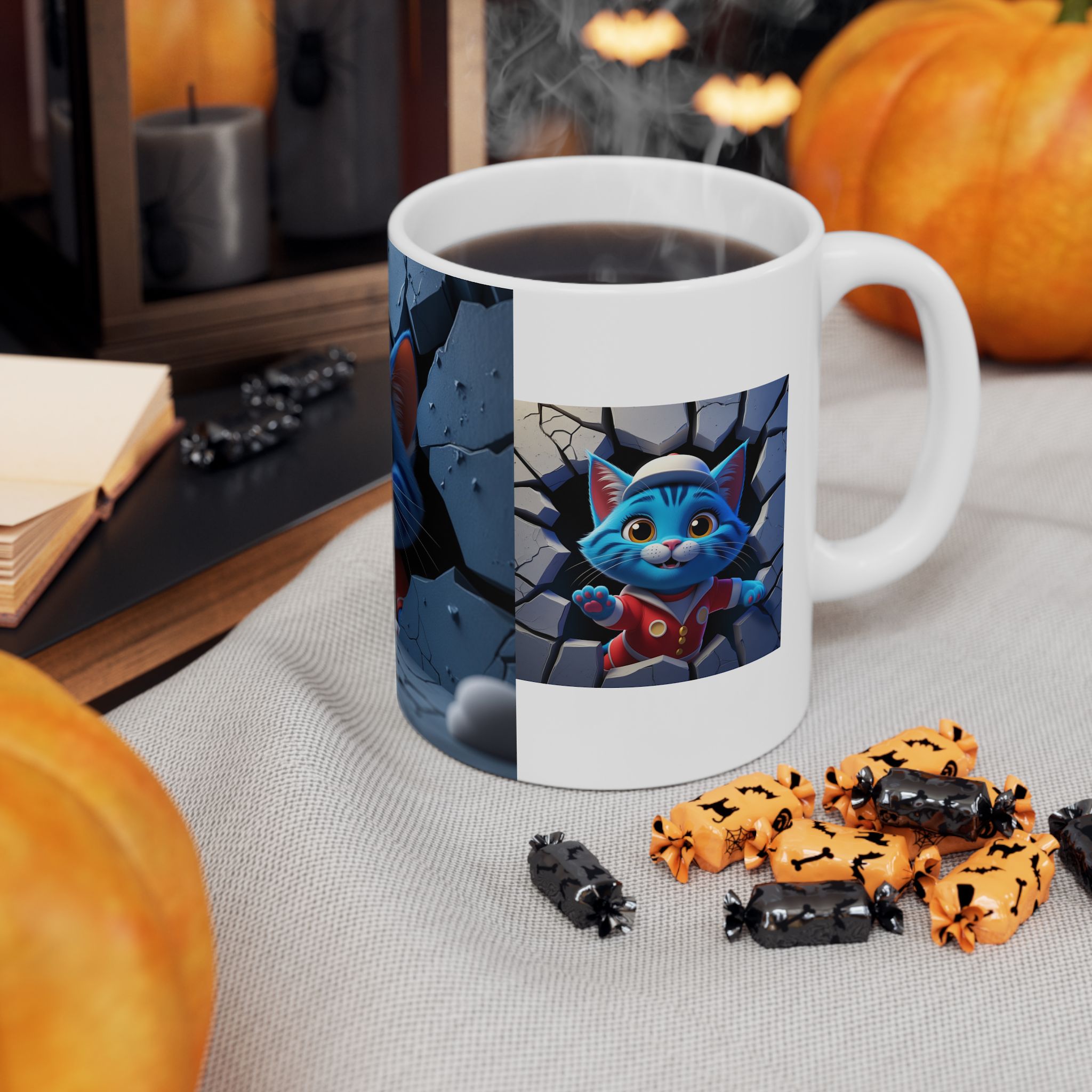 Playful Blue Cat Bursts Through the Wall in Vibrant 3D Style! product thumbnail image