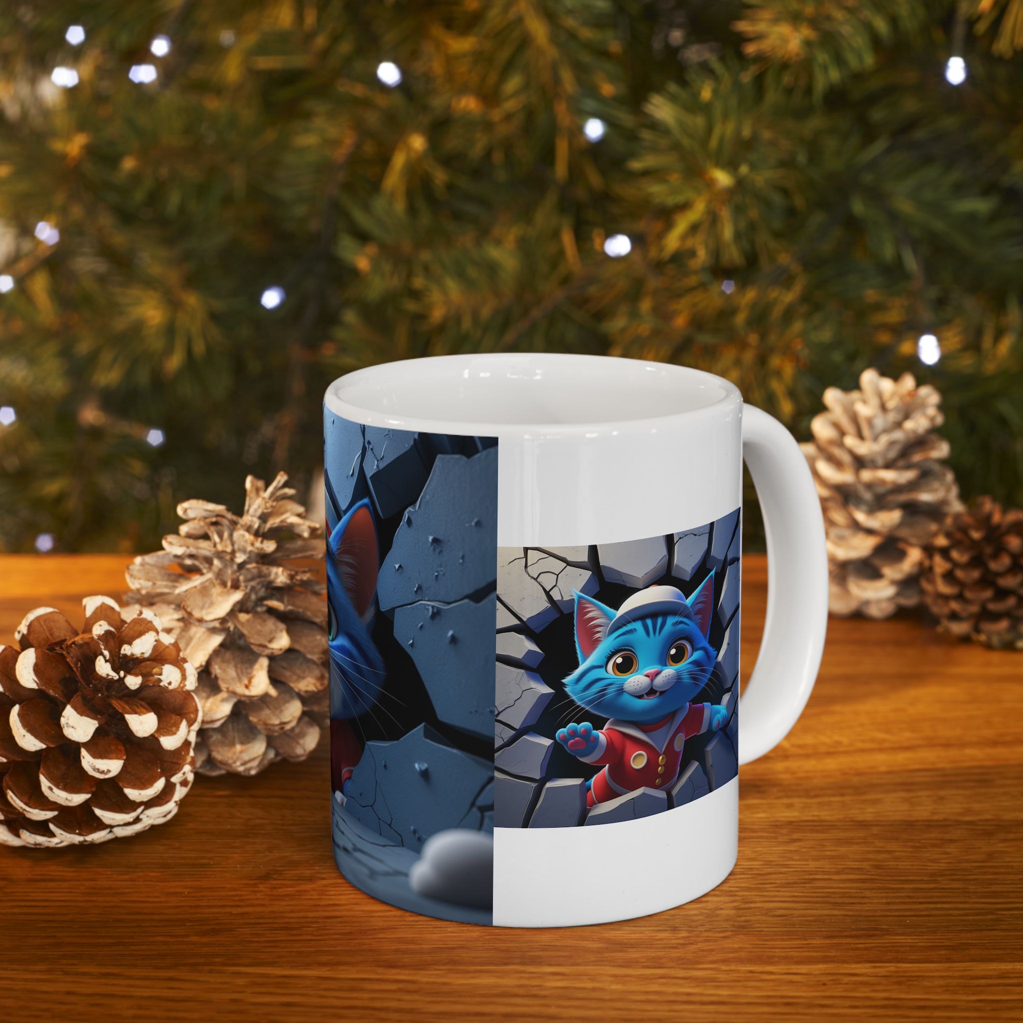 Playful Blue Cat Bursts Through the Wall in Vibrant 3D Style! product thumbnail image