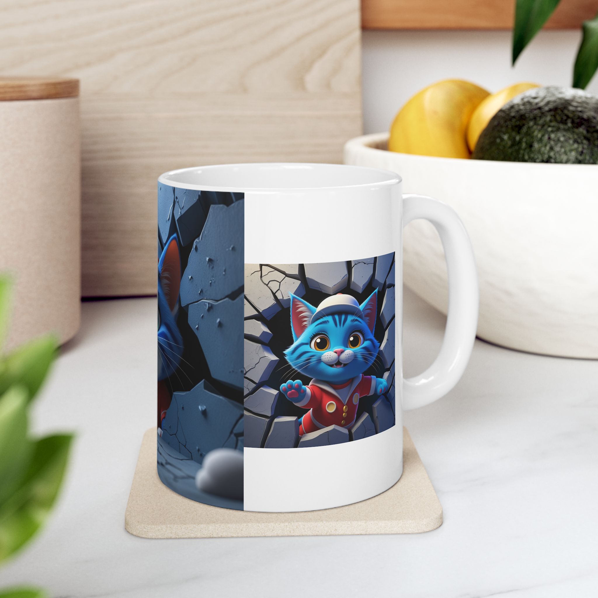 Playful Blue Cat Bursts Through the Wall in Vibrant 3D Style! product thumbnail image