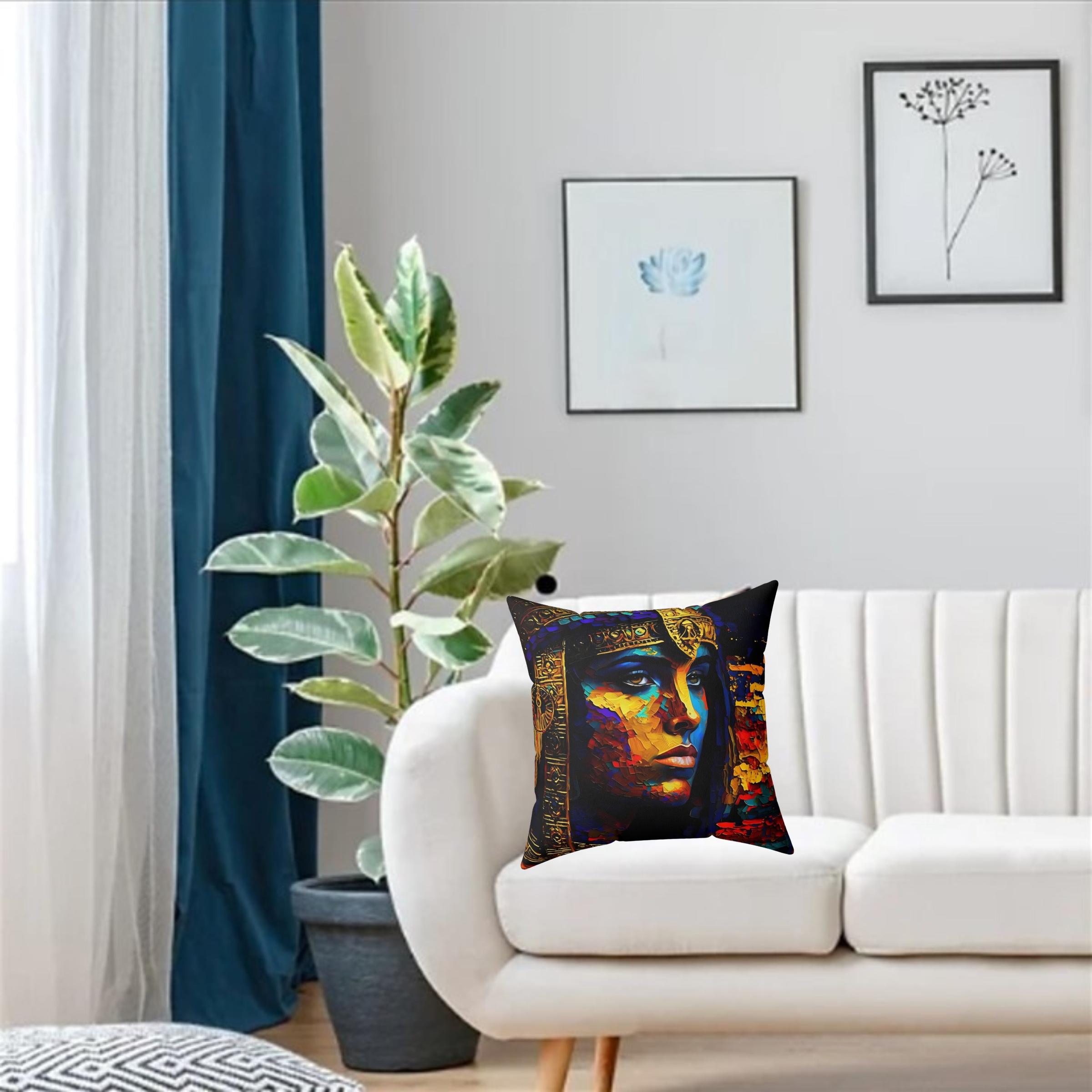 Cleopatra Egyptian Queen Portrait Spun Polyester Square Pillow