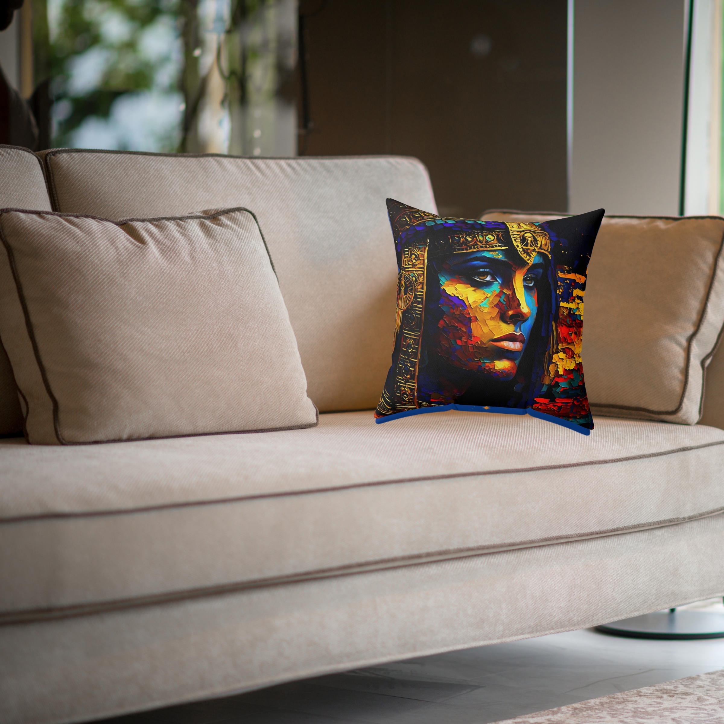 Cleopatra Egyptian Queen Portrait Spun Polyester Square Pillow product thumbnail image Cleopatra Egyptian Queen Portrait Spun Polyester Square Pillow product thumbnail image