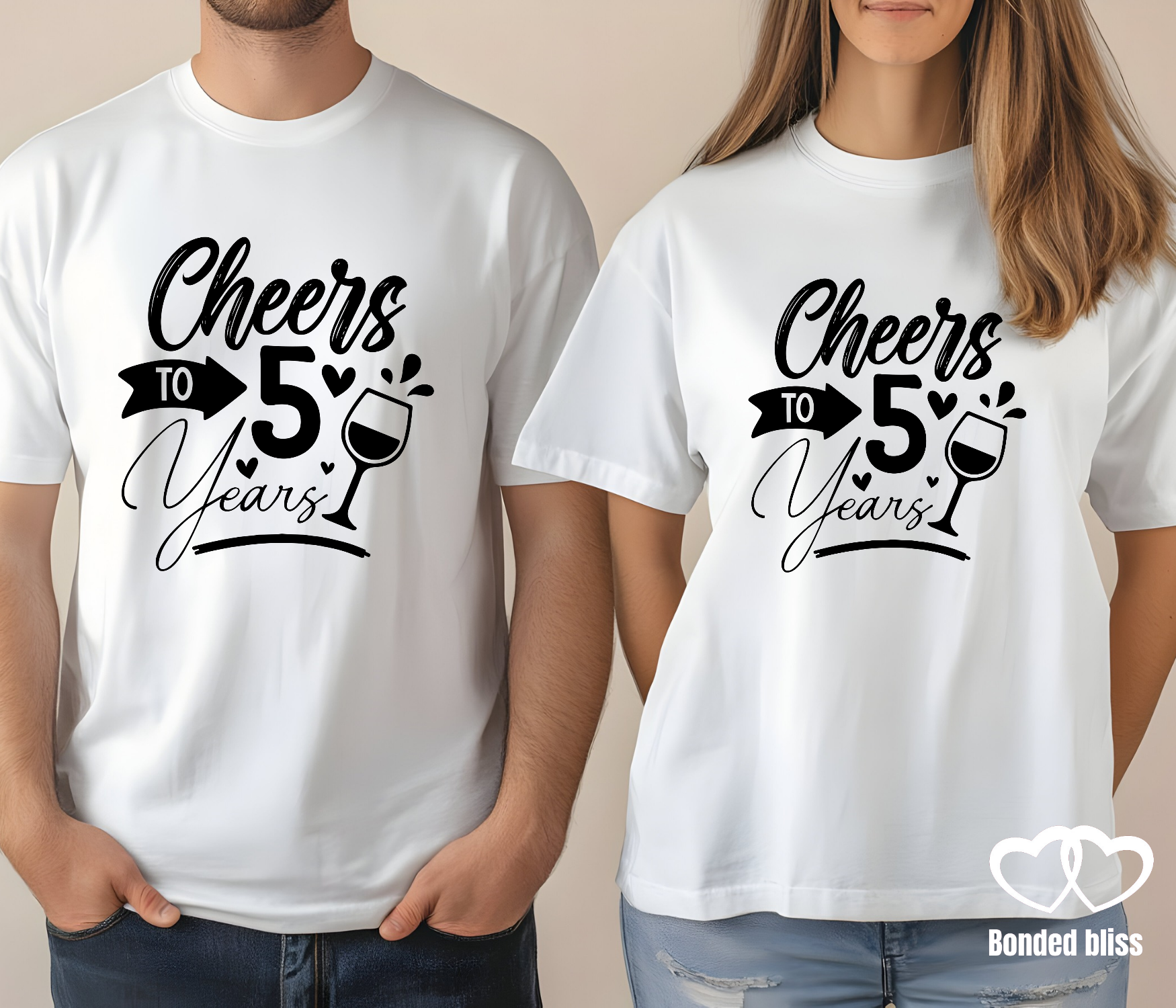 Cheers to 5 Years Anniversary T-Shirt – Unisex Premium Cotton Tee" Cheers to 5 Years Anniversary T-Shirt – Unisex Premium Cotton Tee"