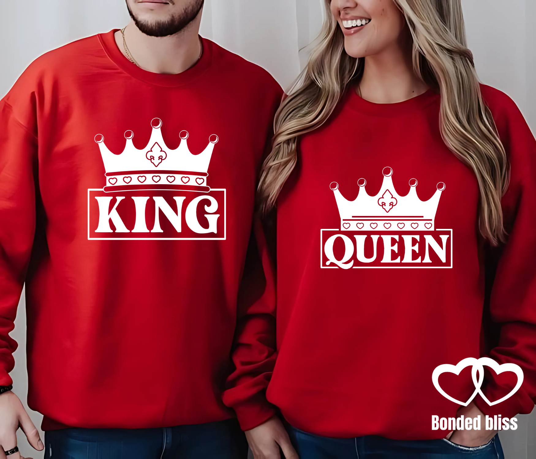 King & Queen Matching Sweatshirts – Bonded Bliss product thumbnail image King & Queen Matching Sweatshirts – Bonded Bliss product thumbnail image