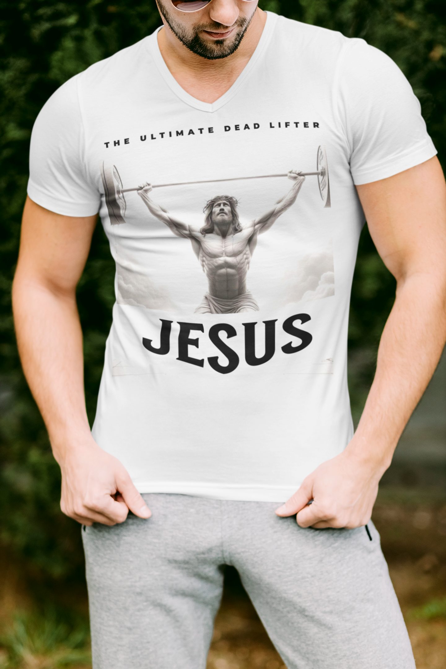 Ultimate Dead Lifter Jesus Motivational Tee product thumbnail image Ultimate Dead Lifter Jesus Motivational Tee product thumbnail image