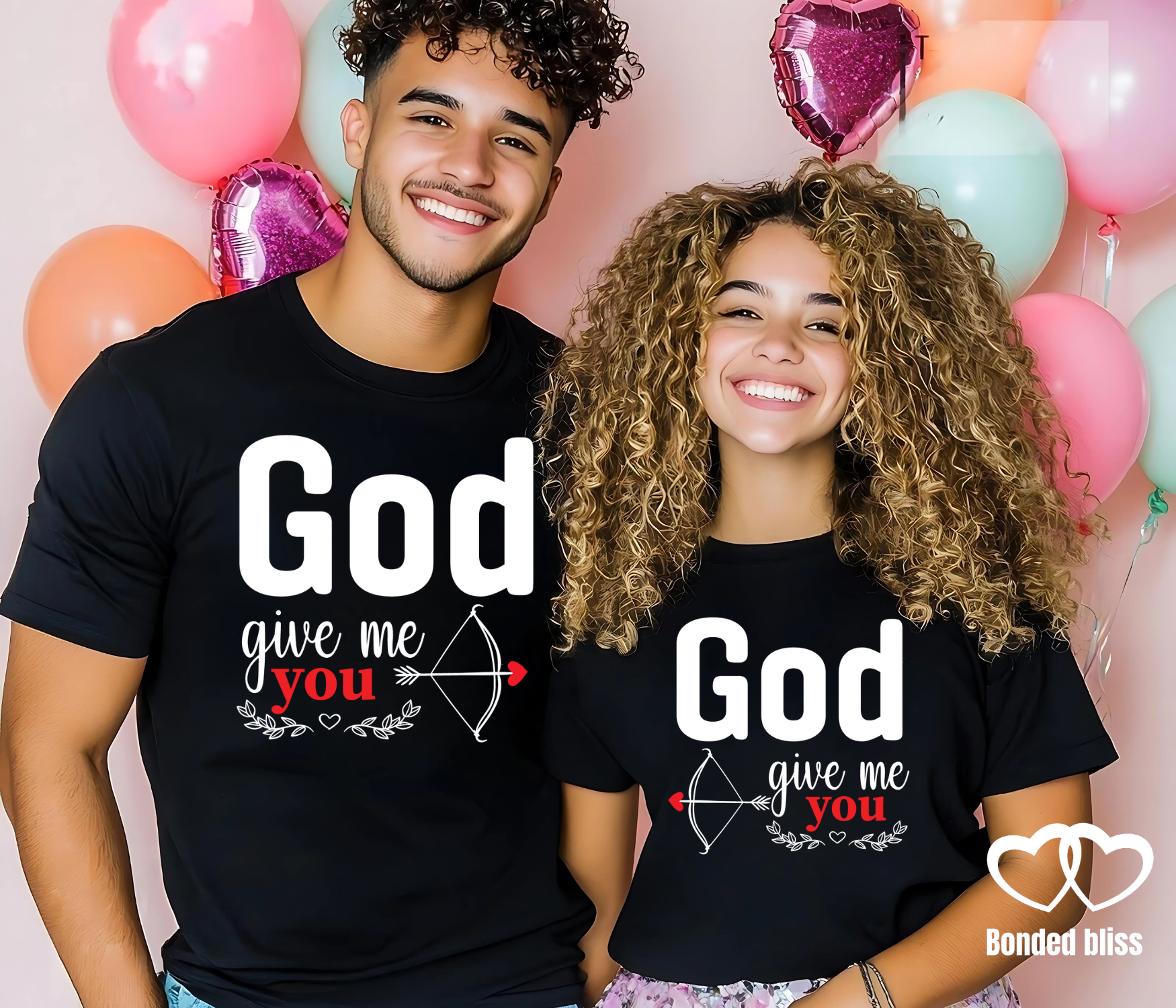 Matching Couples T-Shirts - 'God Give Me You' Design for Love and Faith Matching Couples T-Shirts - 'God Give Me You' Design for Love and Faith