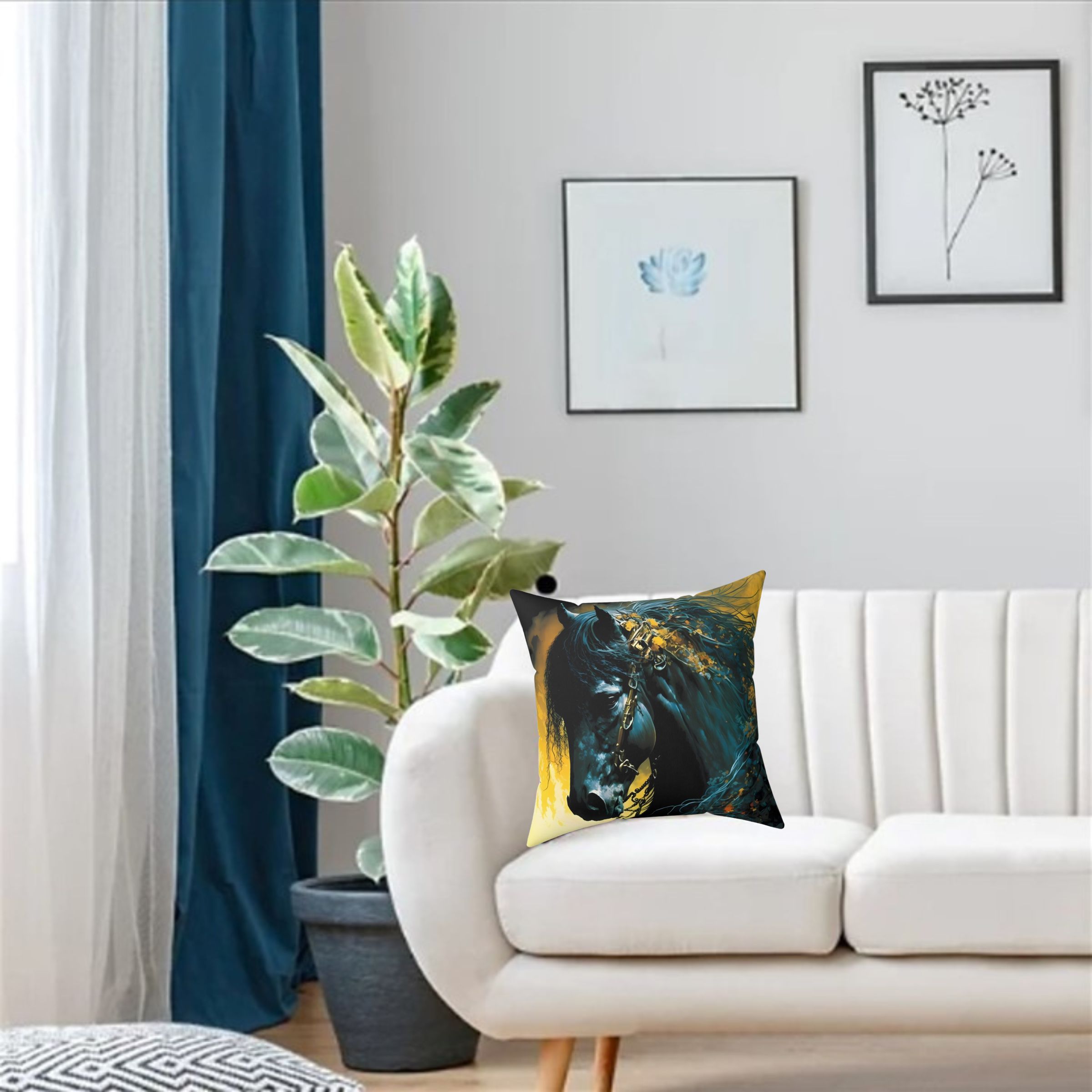 Black Stallion Square Pillow product thumbnail image Black Stallion Square Pillow product thumbnail image