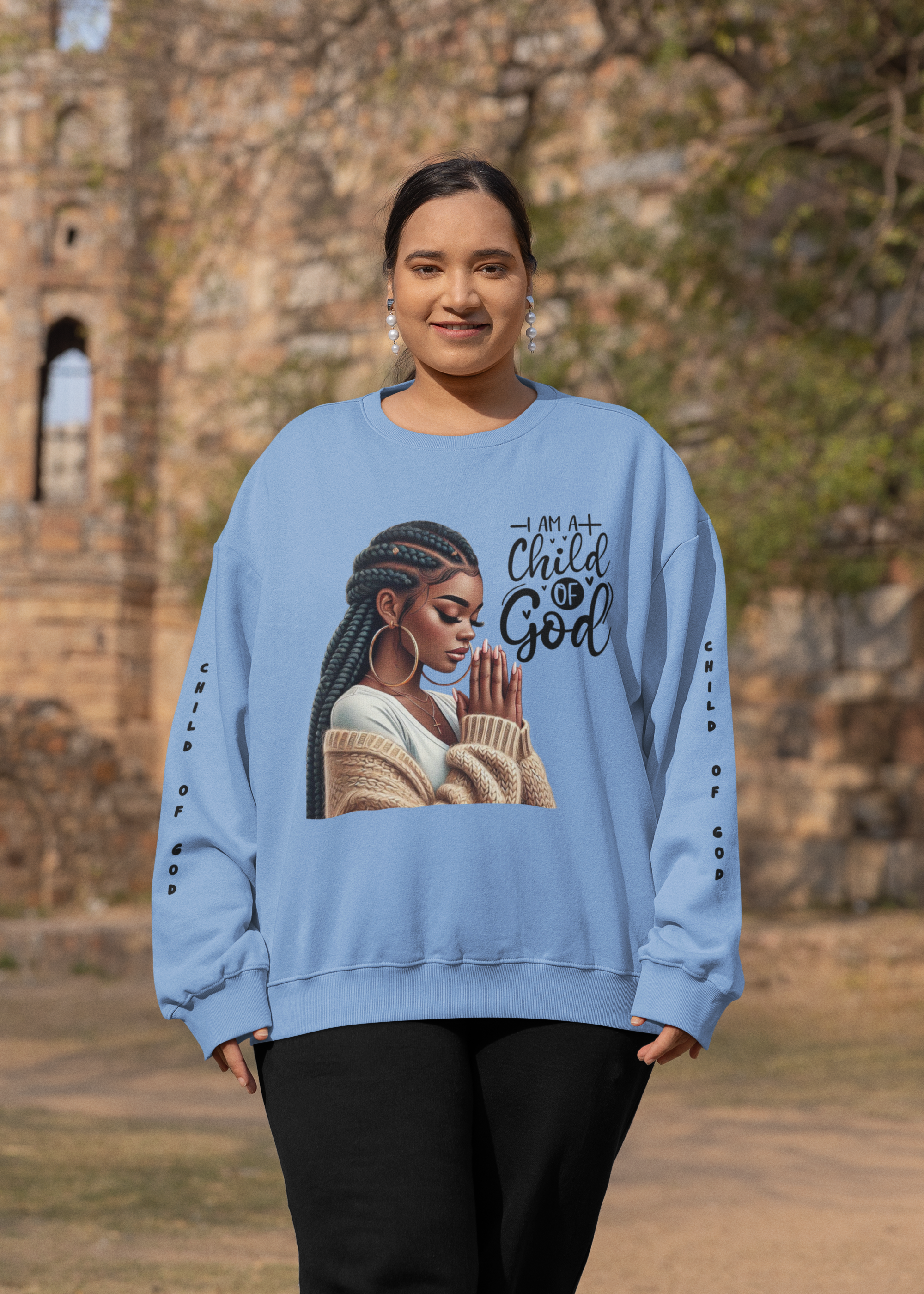Inspirational Unisex Crewneck Sweatshirt – "I Am a Child of God" Design product thumbnail image Inspirational Unisex Crewneck Sweatshirt – "I Am a Child of God" Design product thumbnail image