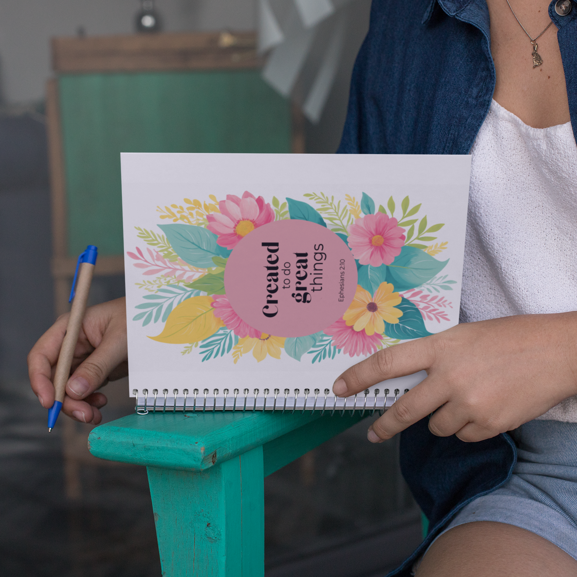 Created to Do Great Things Spiral Notebook, Faith Based Journal with Scripture, Christian inspirational floral spiral notebook for women product thumbnail image Created to Do Great Things Spiral Notebook, Faith Based Journal with Scripture, Christian inspirational floral spiral notebook for women product thumbnail image