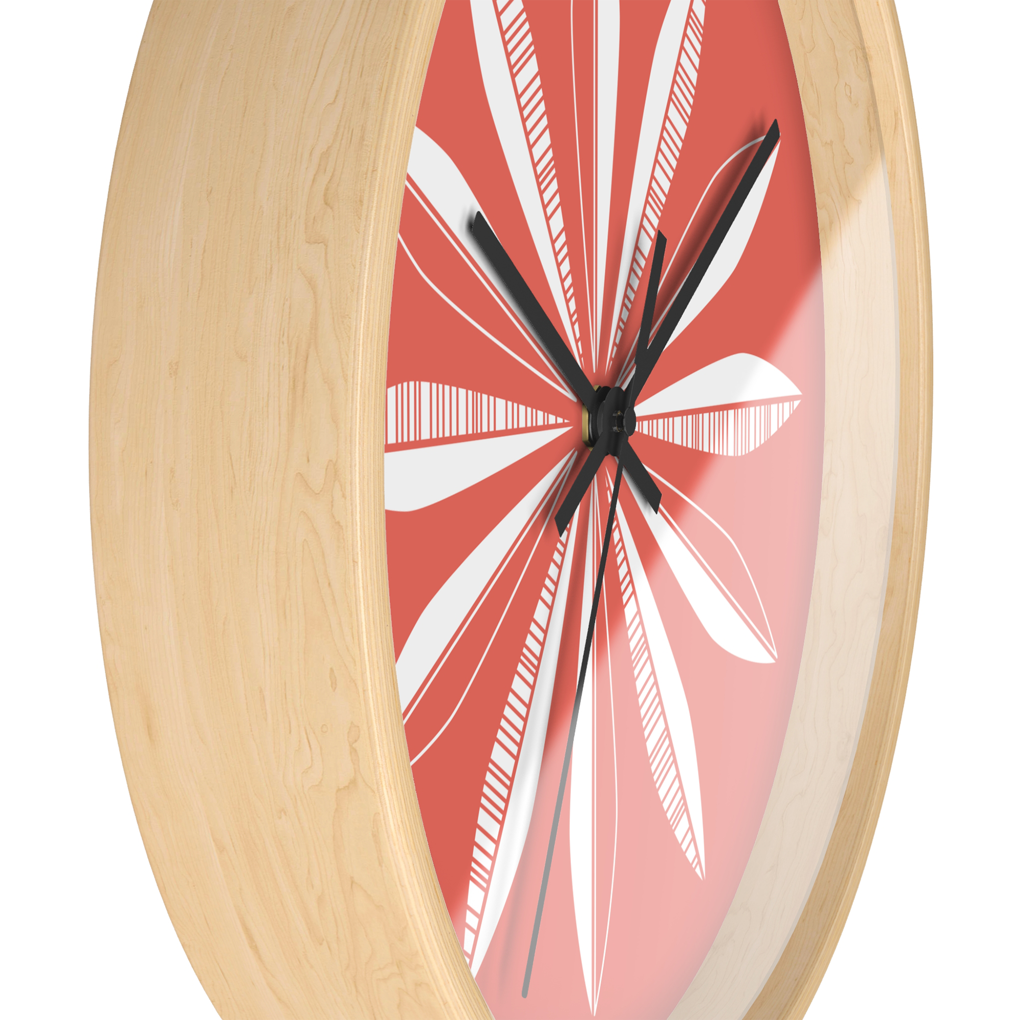 Retro Feathers Wall Clock in Cherry product thumbnail image Retro Feathers Wall Clock in Cherry product thumbnail image