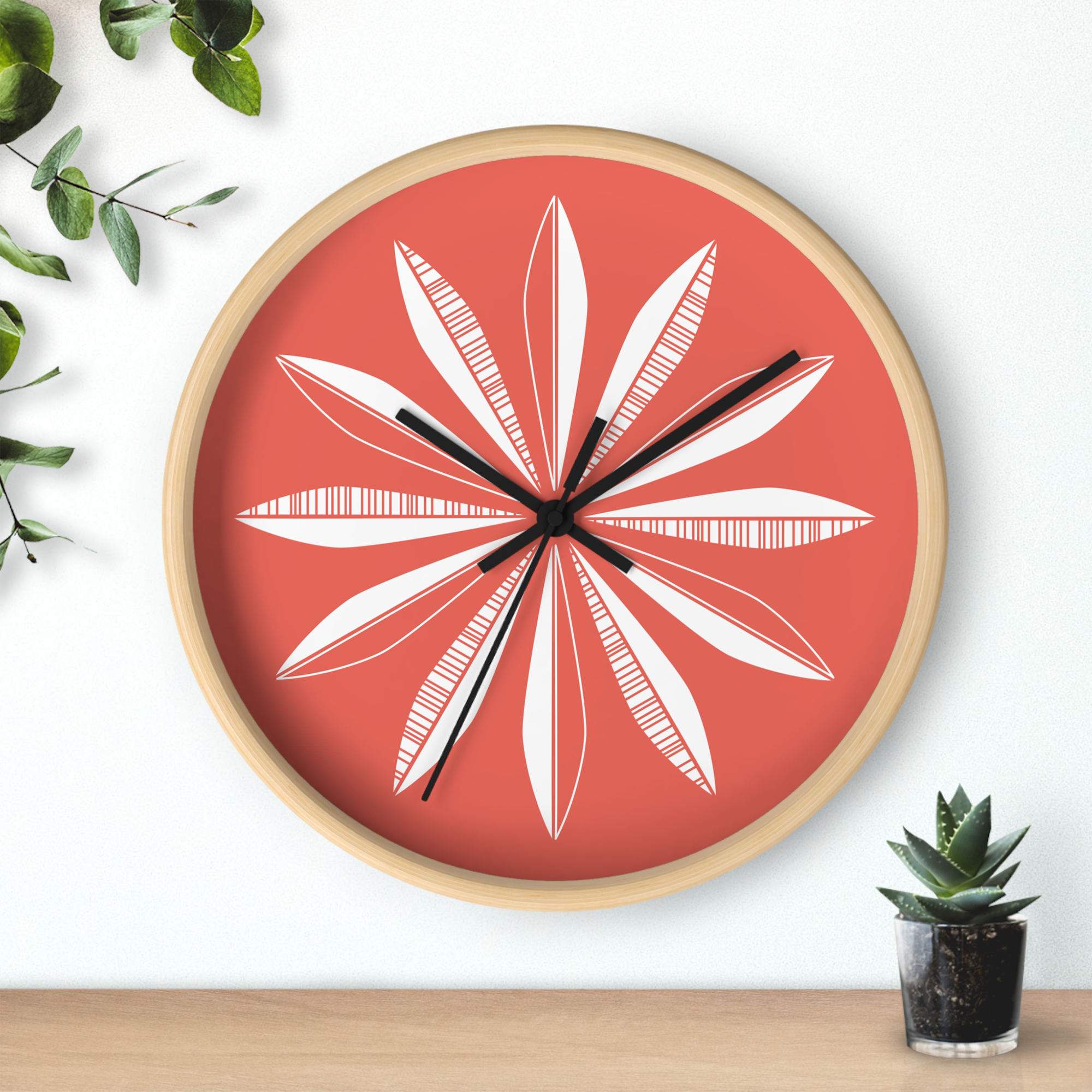 Retro Feathers Wall Clock in Cherry product thumbnail image Retro Feathers Wall Clock in Cherry product thumbnail image