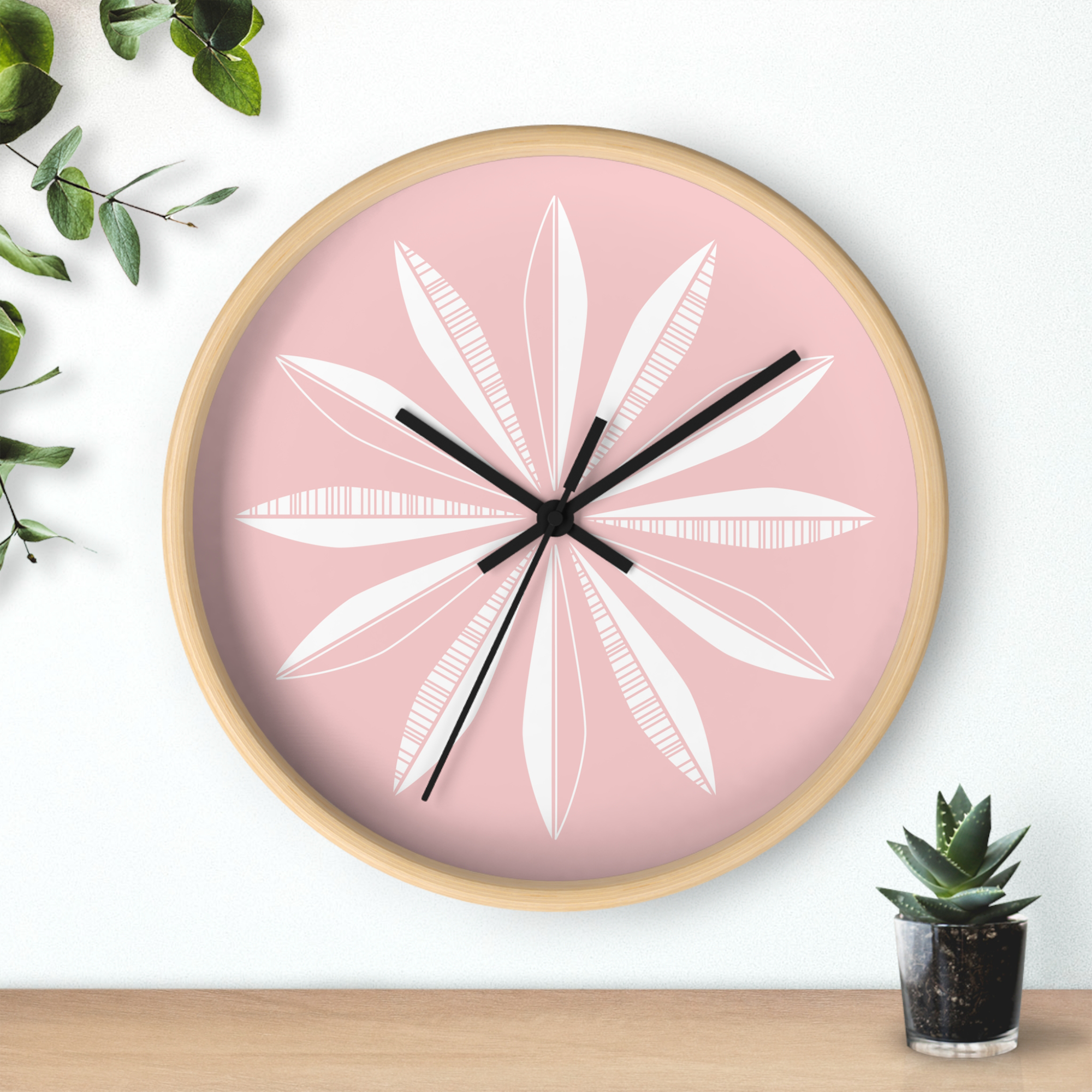 Retro Feathers Wall Clock in Bubblegum product thumbnail image Retro Feathers Wall Clock in Bubblegum product thumbnail image