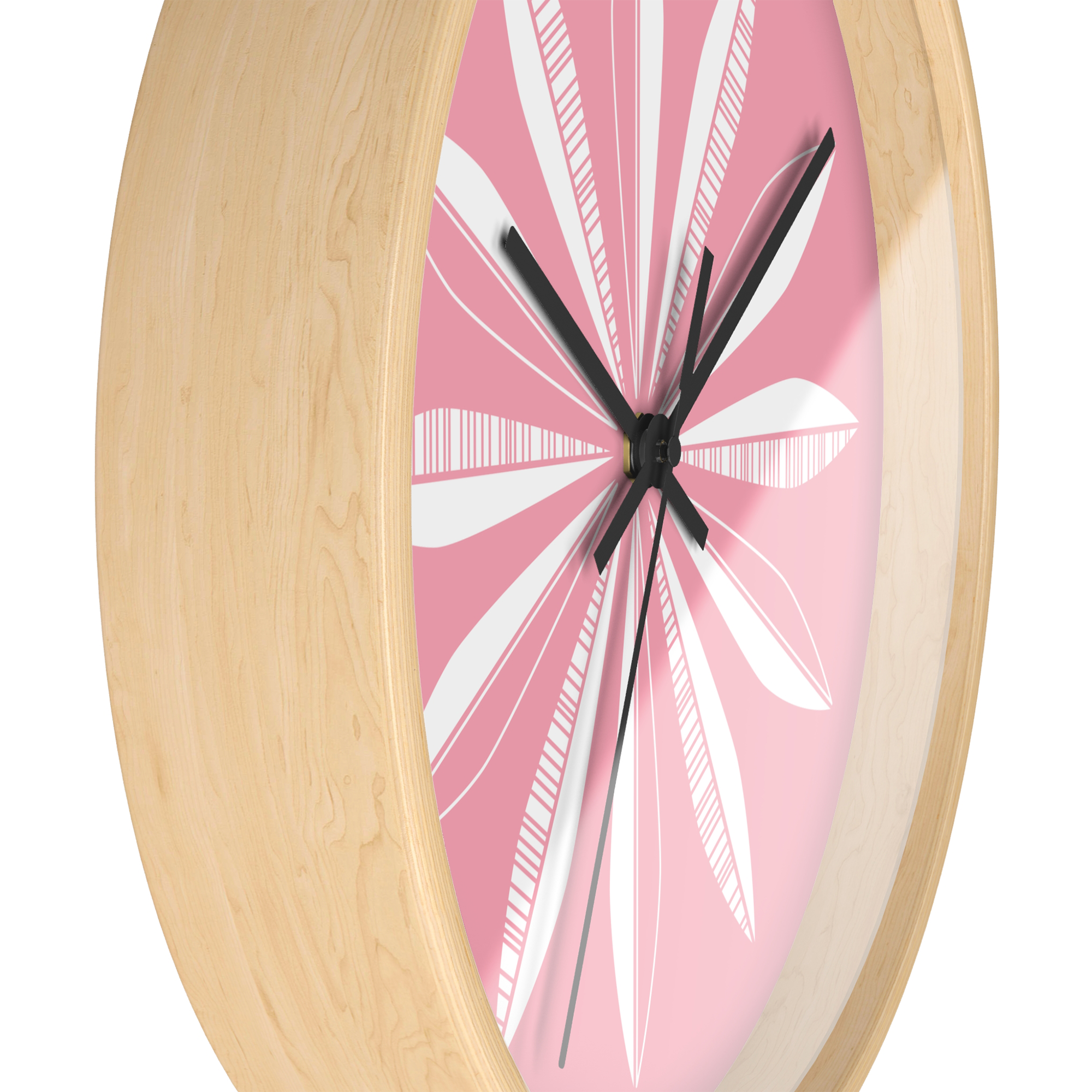 Retro Feathers Wall Clock in Flamingo product thumbnail image Retro Feathers Wall Clock in Flamingo product thumbnail image