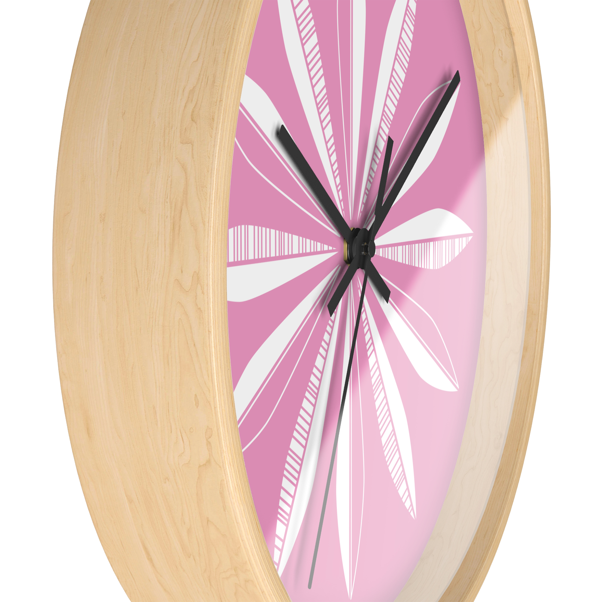 Retro Feathers Wall Clock in Rose product thumbnail image Retro Feathers Wall Clock in Rose product thumbnail image