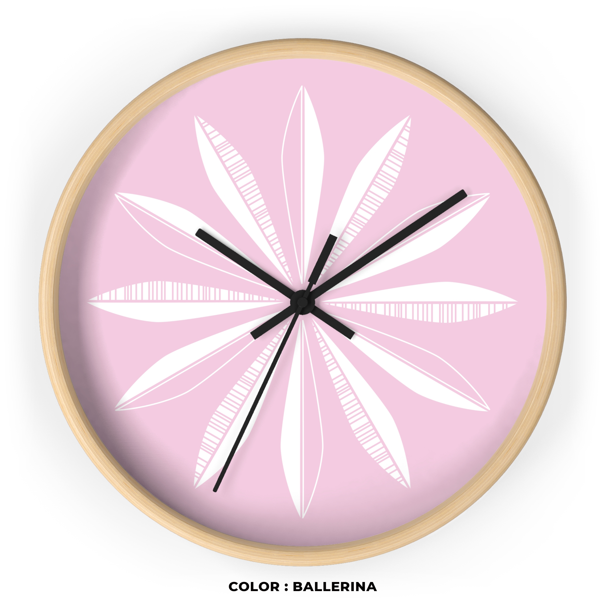 Retro Feathers Wall Clock in Ballerina product thumbnail image Retro Feathers Wall Clock in Ballerina product thumbnail image