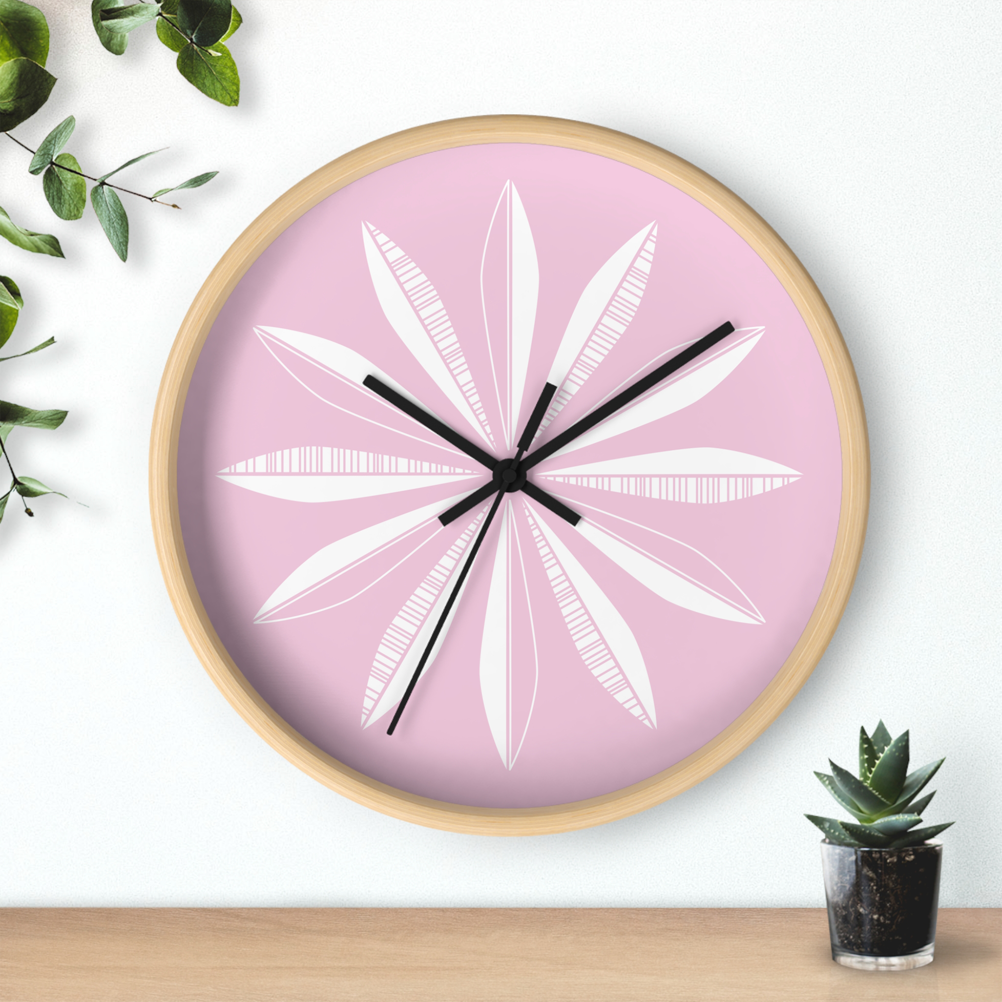 Retro Feathers Wall Clock in Ballerina product thumbnail image Retro Feathers Wall Clock in Ballerina product thumbnail image