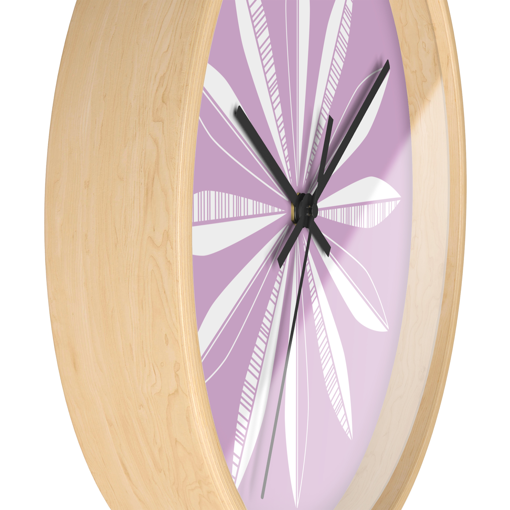Retro Feathers Wall Clock in Amethyst product thumbnail image Retro Feathers Wall Clock in Amethyst product thumbnail image