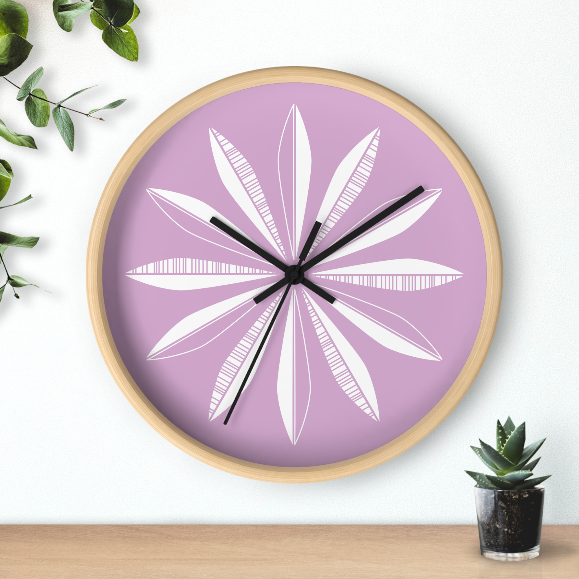 Retro Feathers Wall Clock in Amethyst product thumbnail image Retro Feathers Wall Clock in Amethyst product thumbnail image