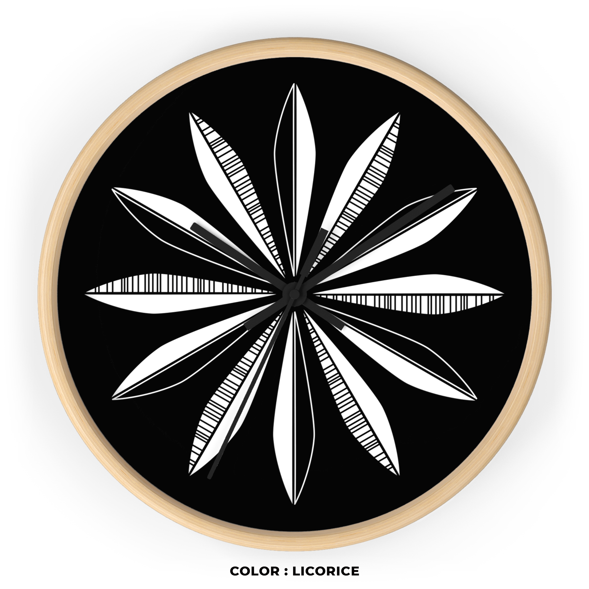 Retro Feathers Wall Clock in Licorice product thumbnail image Retro Feathers Wall Clock in Licorice product thumbnail image
