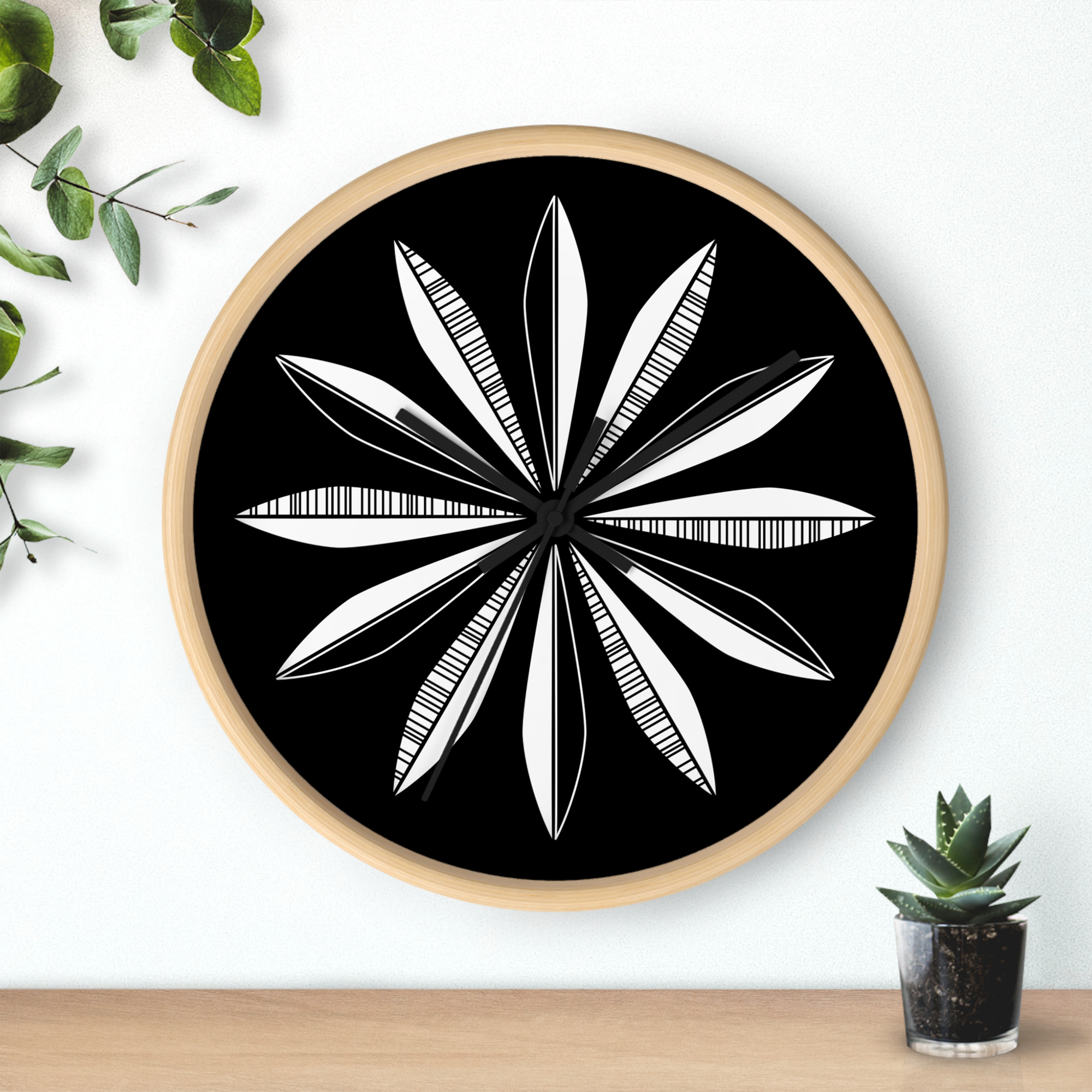 Retro Feathers Wall Clock in Licorice product thumbnail image Retro Feathers Wall Clock in Licorice product thumbnail image