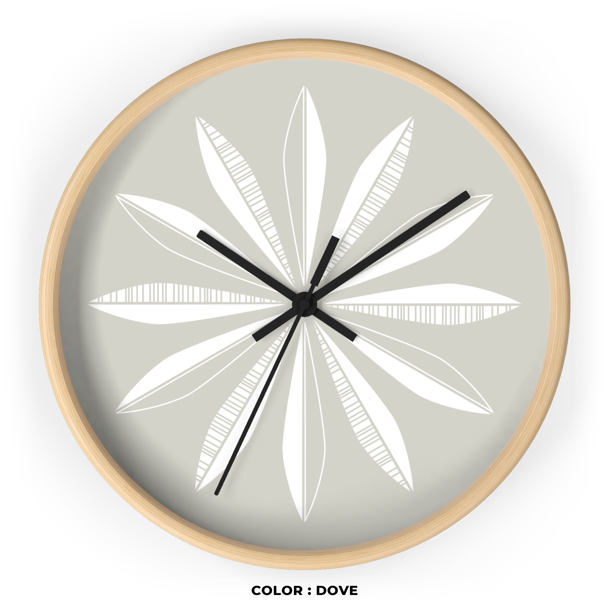 Retro Feathers Wall Clock in Dove product thumbnail image Retro Feathers Wall Clock in Dove product thumbnail image