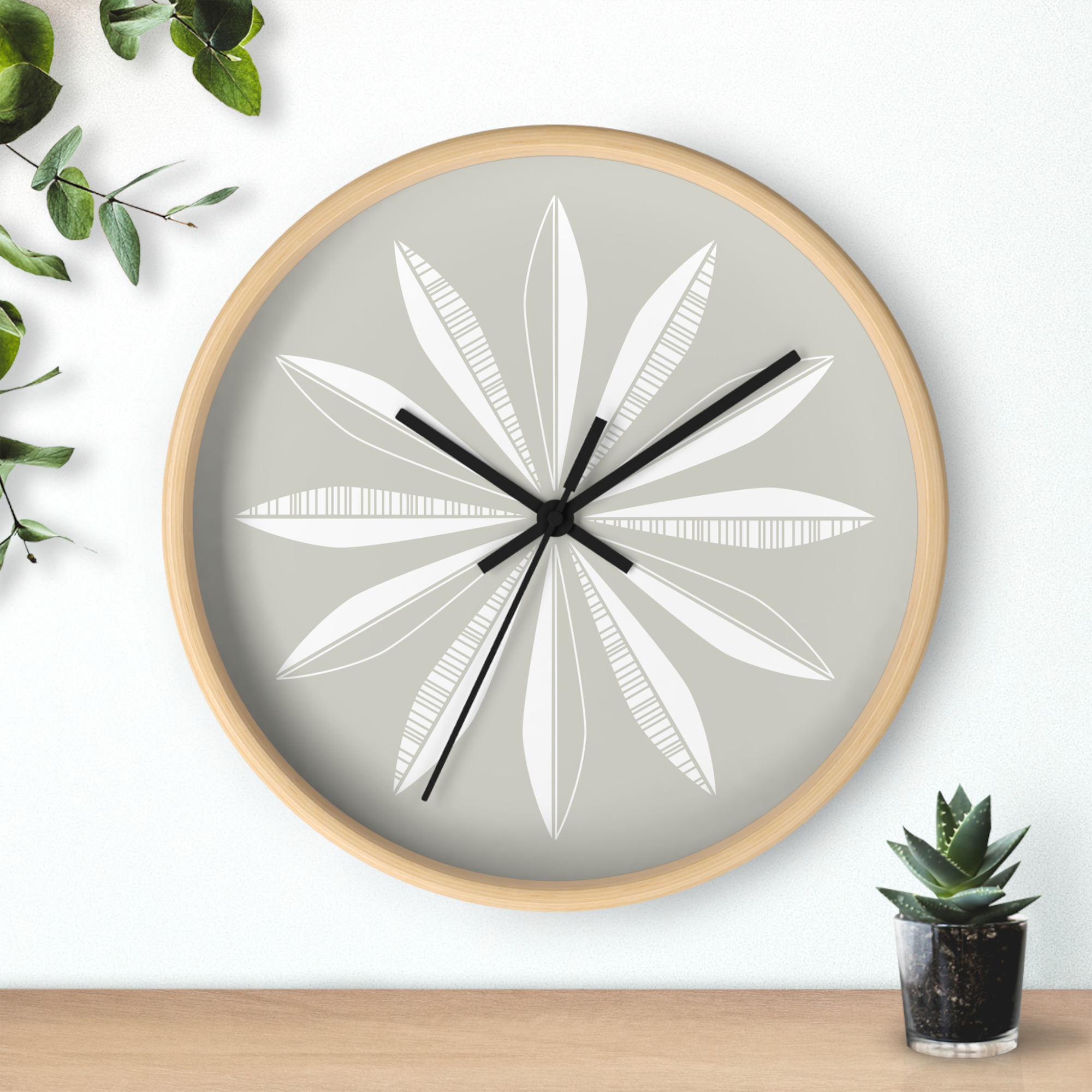 Retro Feathers Wall Clock in Dove product thumbnail image Retro Feathers Wall Clock in Dove product thumbnail image