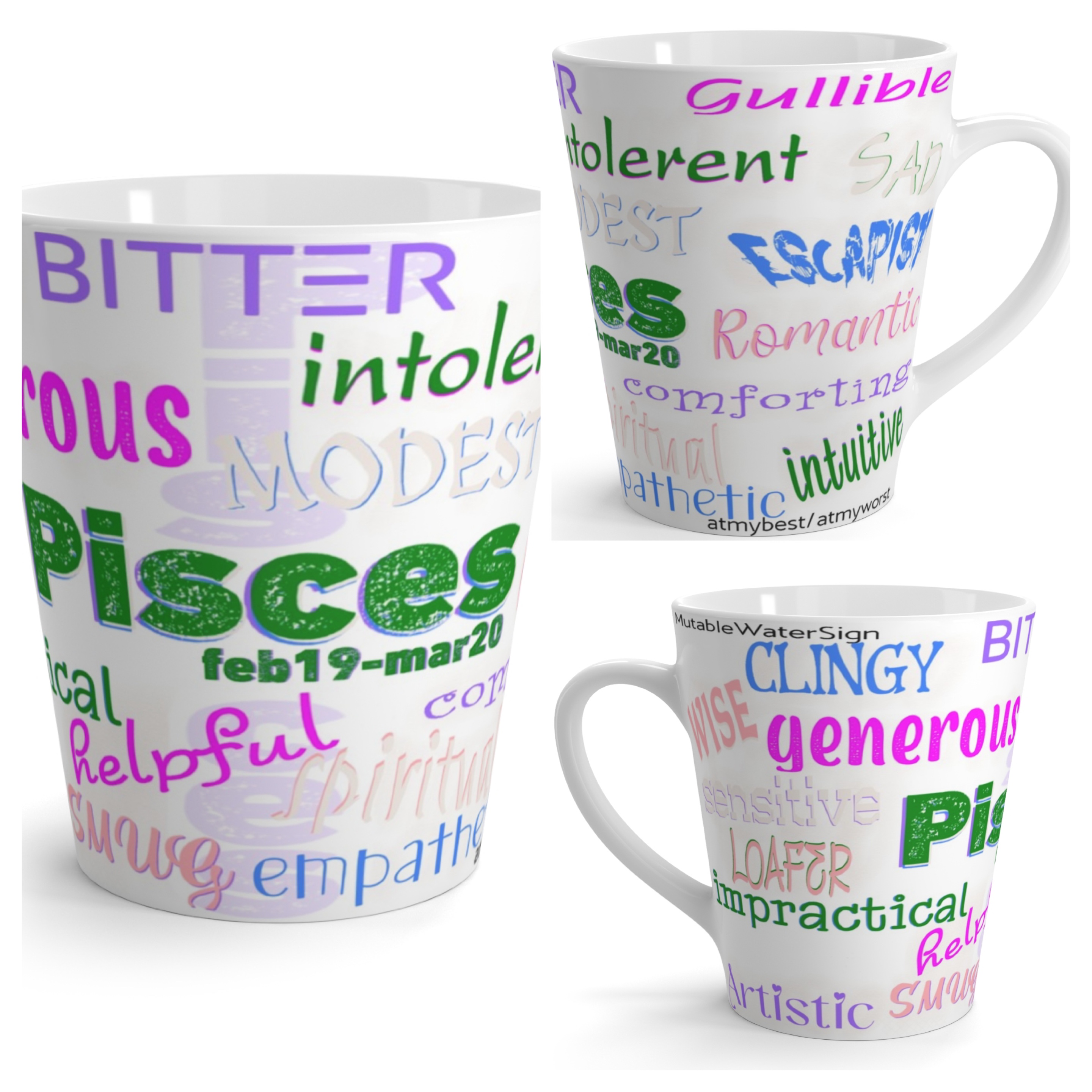 Pisces Traits Latte Mug 12oz product thumbnail image Pisces Traits Latte Mug 12oz product thumbnail image
