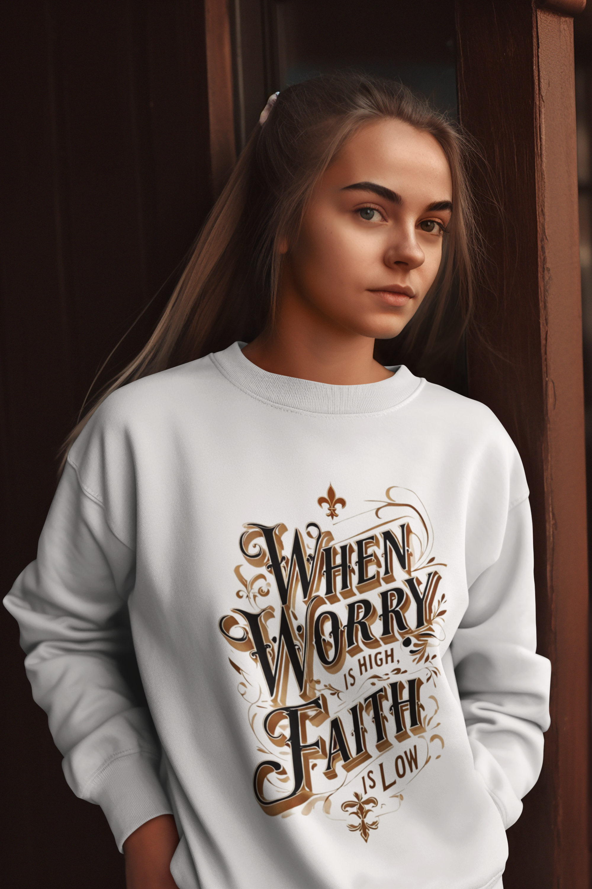 When Worry is High - Faith-Based Christian Sweatshirt product thumbnail image