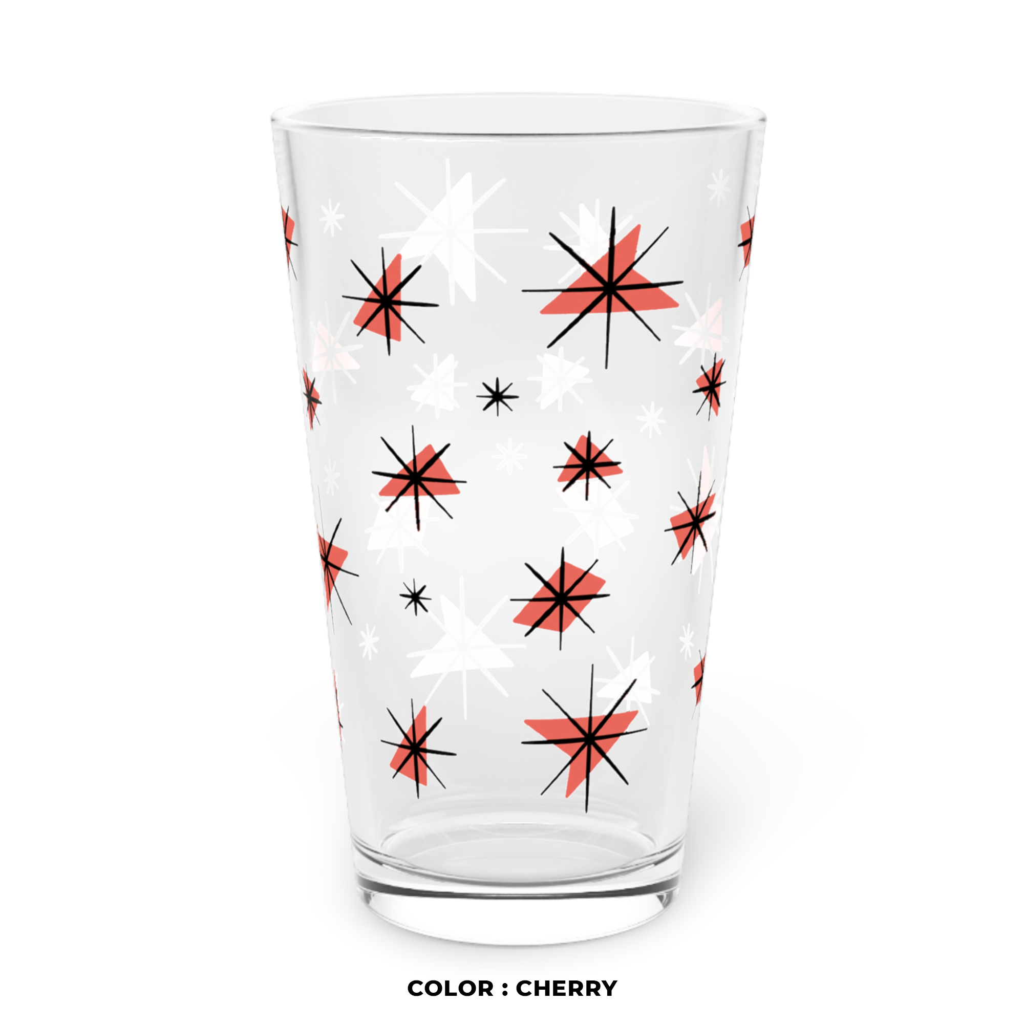 Retro Stars Pint Glass in Cherry product thumbnail image