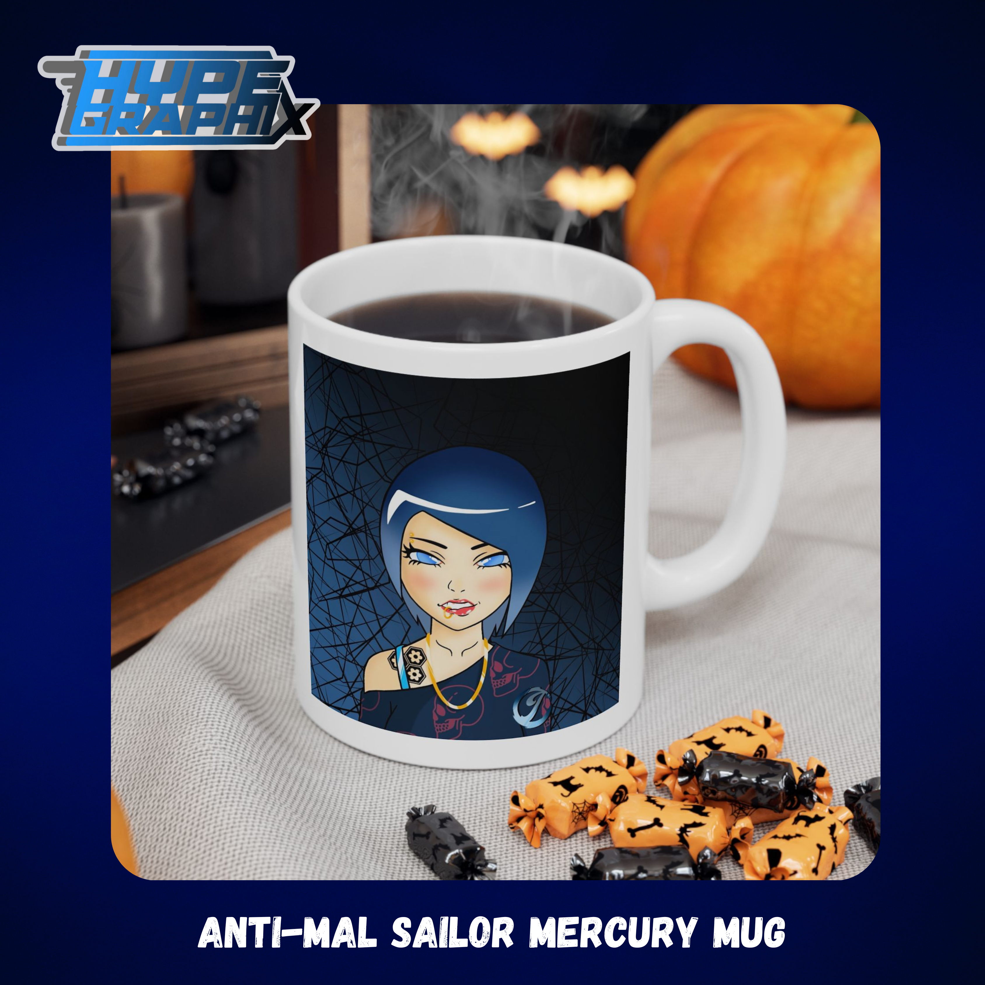 Anti-Mal Sailor Mercury Ceramic Mug, (11oz, 15oz) product thumbnail image
