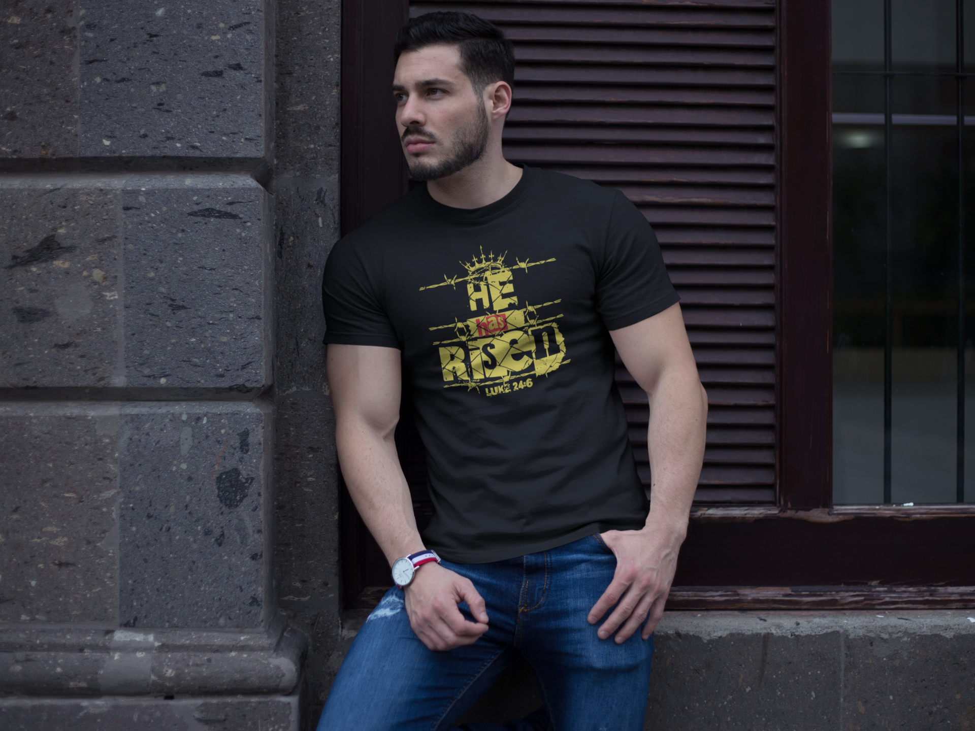 Easter Short Sleeve Tee - He Has Risen product thumbnail image Easter Short Sleeve Tee - He Has Risen product thumbnail image