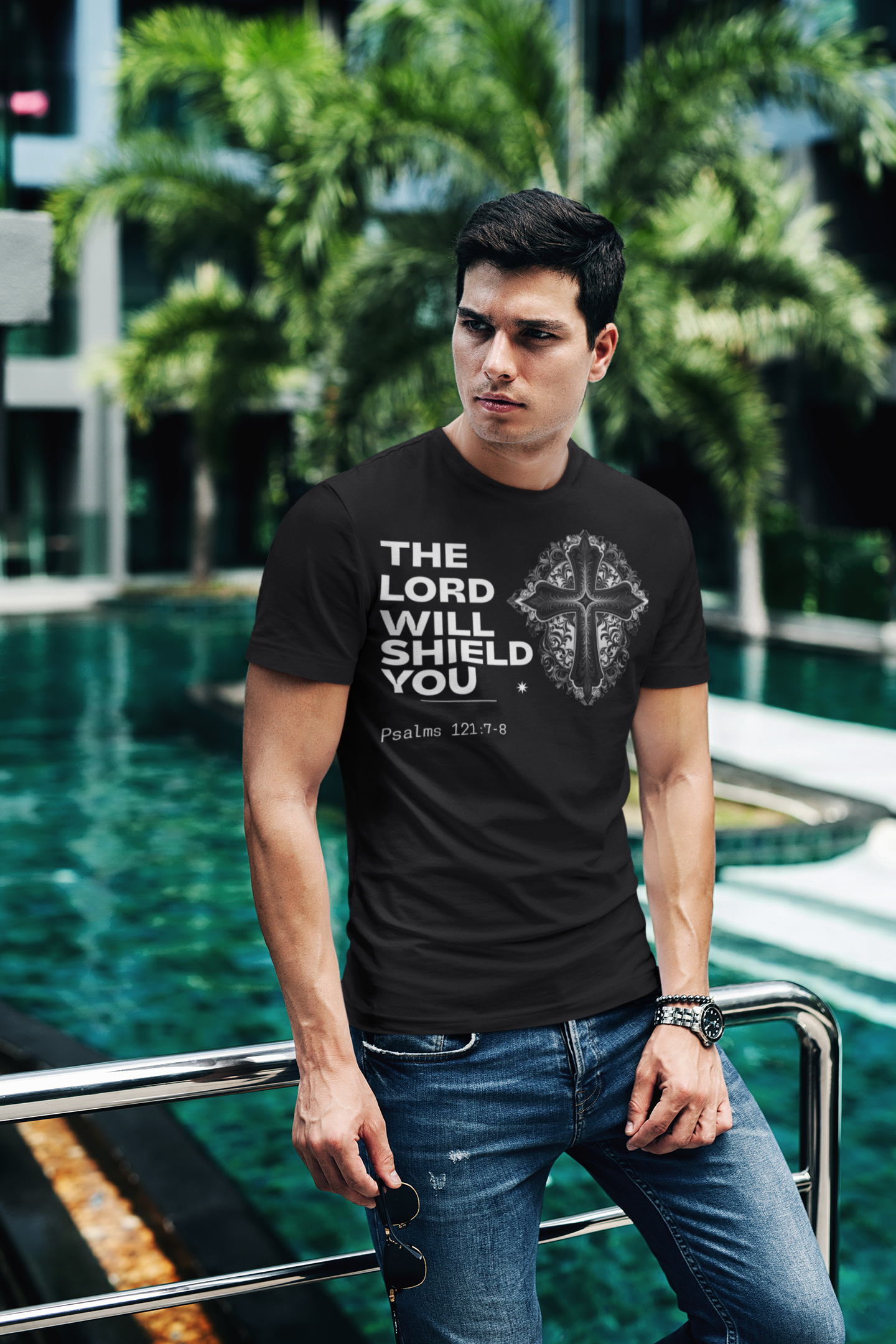 Shielded Unisex Tee - The Lord will shield you. product thumbnail image Shielded Unisex Tee - The Lord will shield you. product thumbnail image