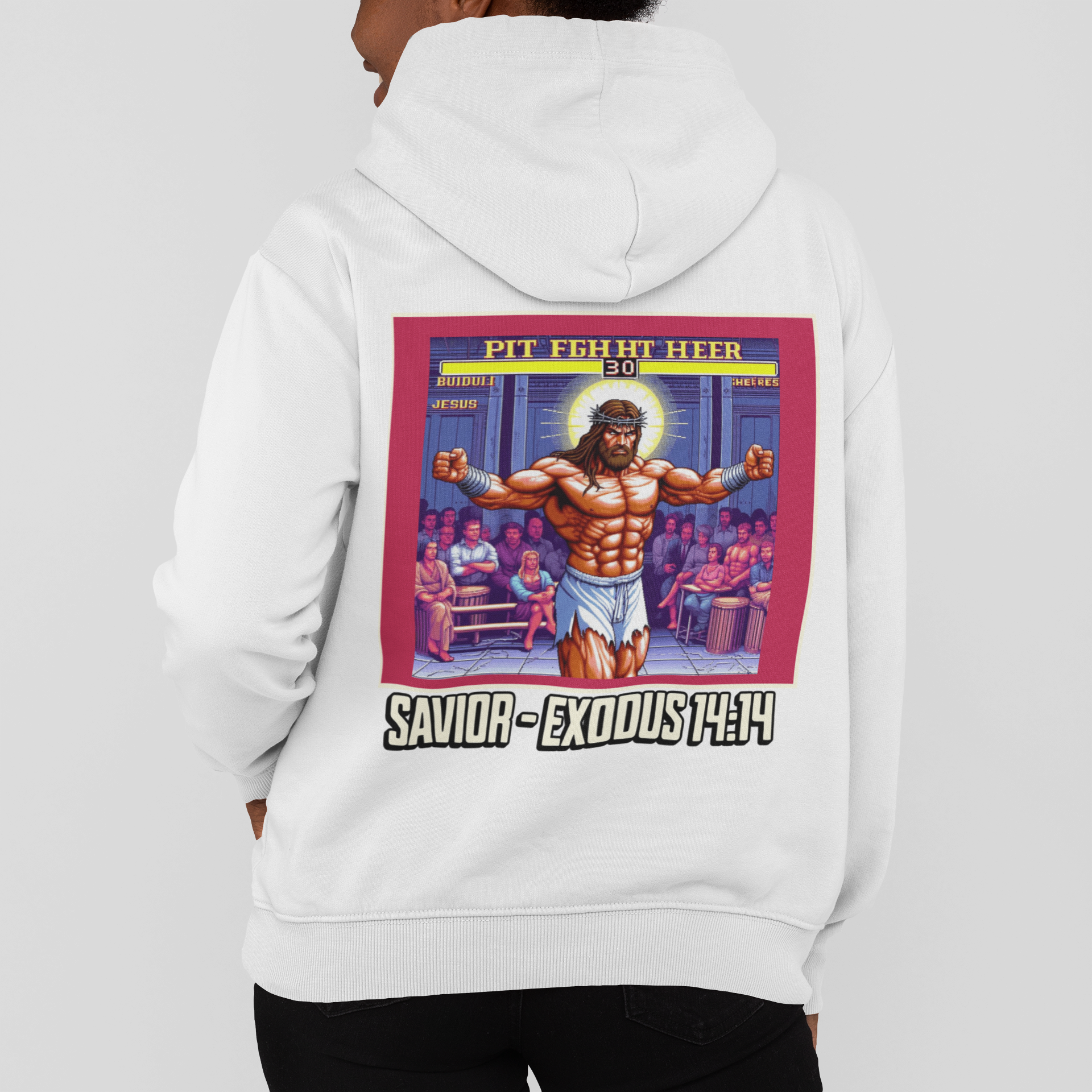 Three-Panel Fleece Hoodie - Retro Savior Design Three-Panel Fleece Hoodie - Retro Savior Design