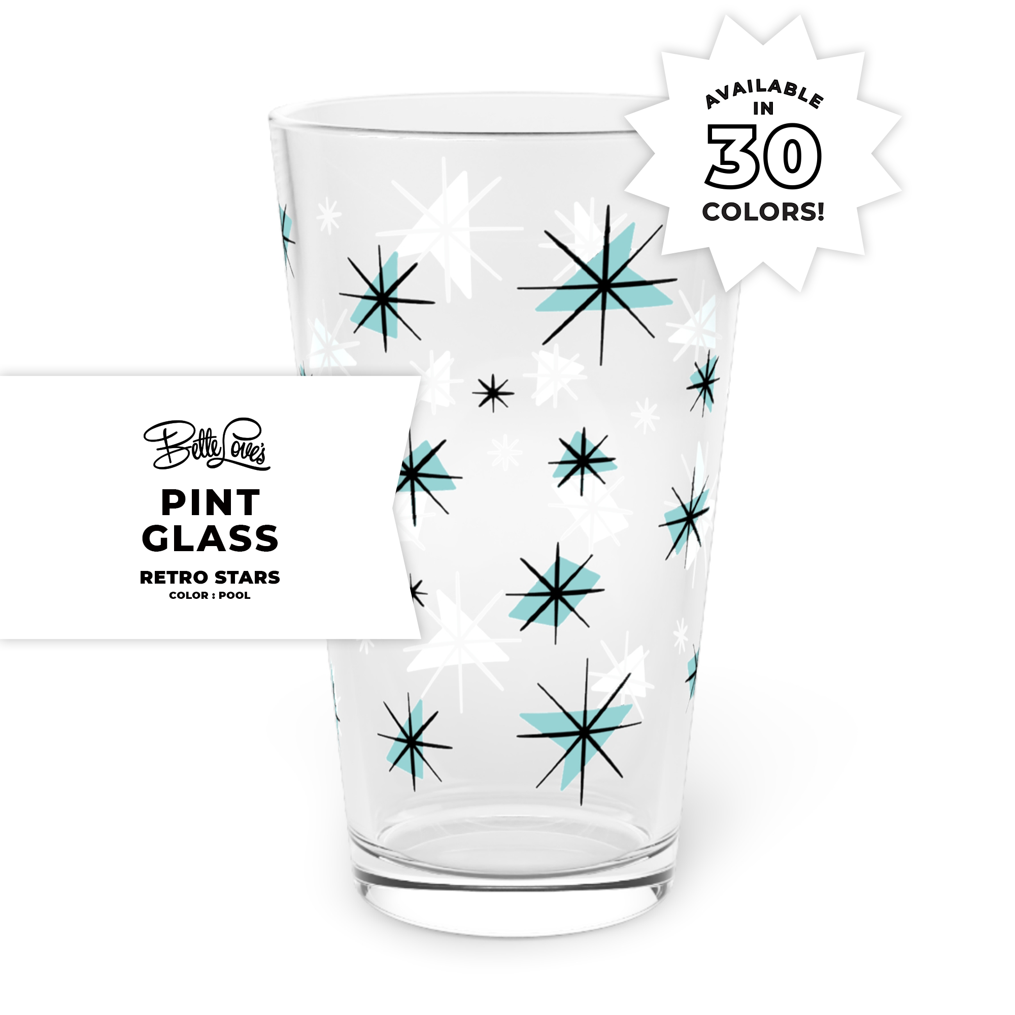 Retro Stars Pint Glass in Pool