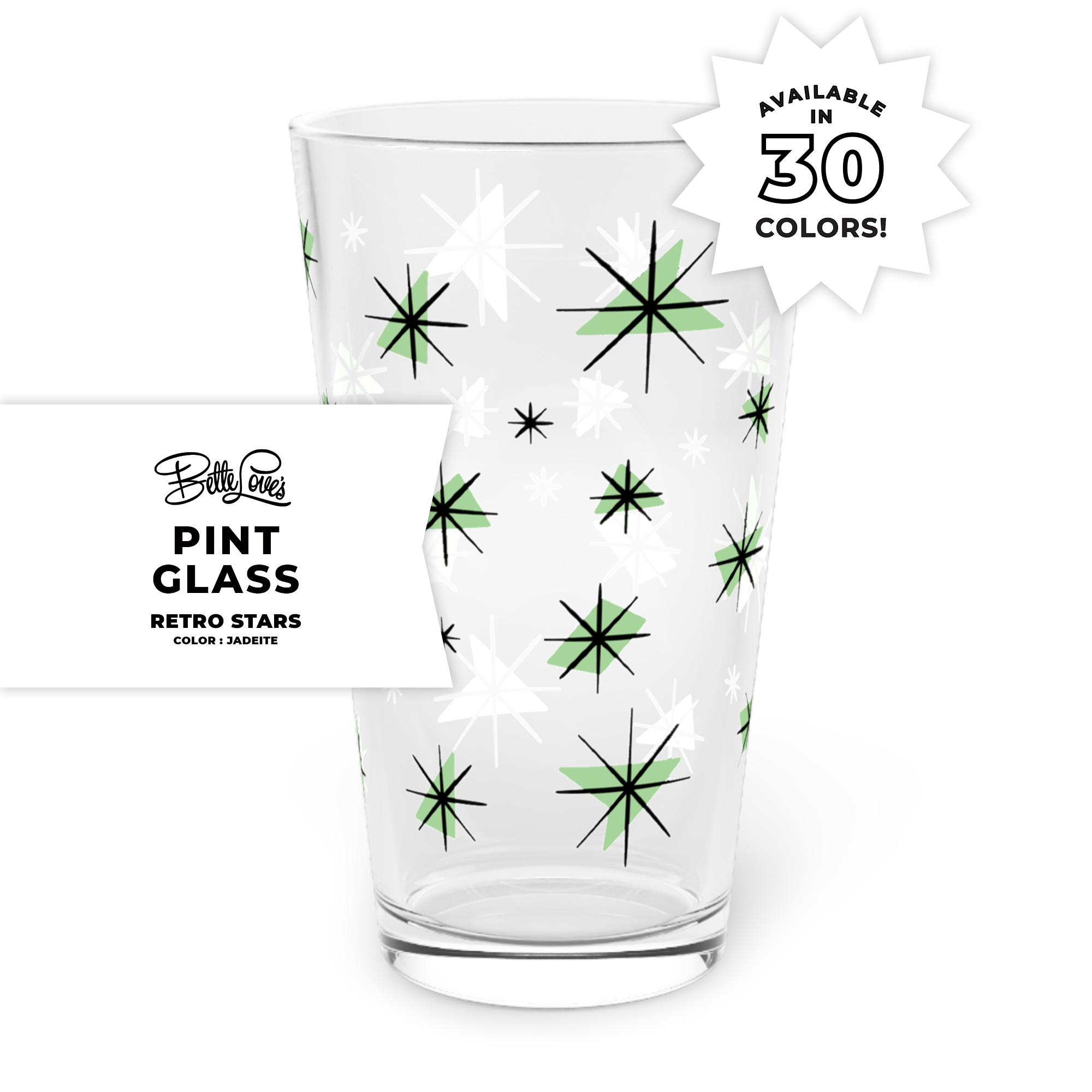 Retro Stars Pint Glass in Jadeite Retro Stars Pint Glass in Jadeite
