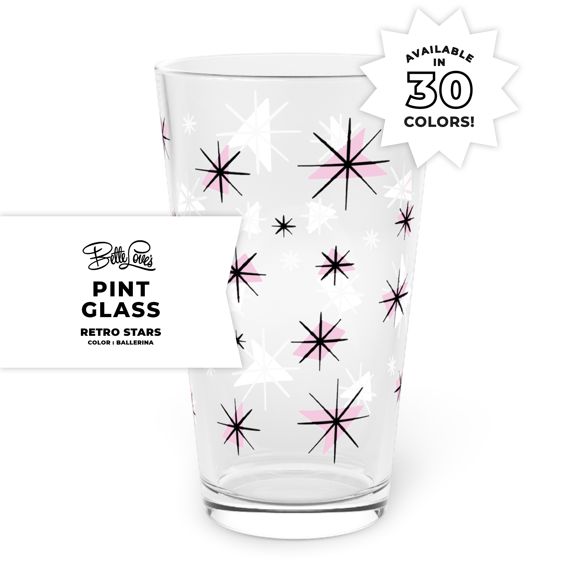 Retro Stars Pint Glass in Ballerina Retro Stars Pint Glass in Ballerina
