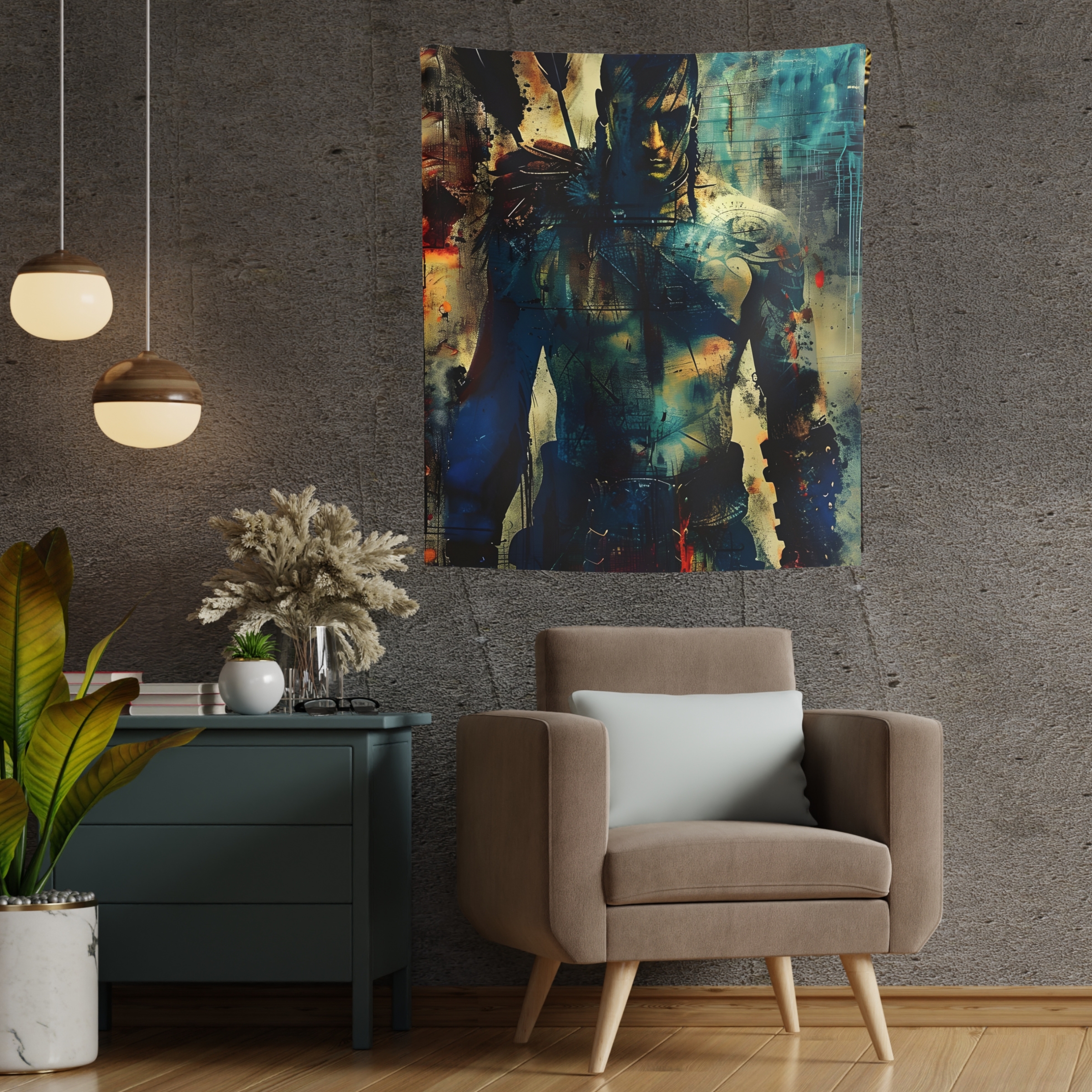 Sioux Warrior Antique Art Portrait Wall Tapestries