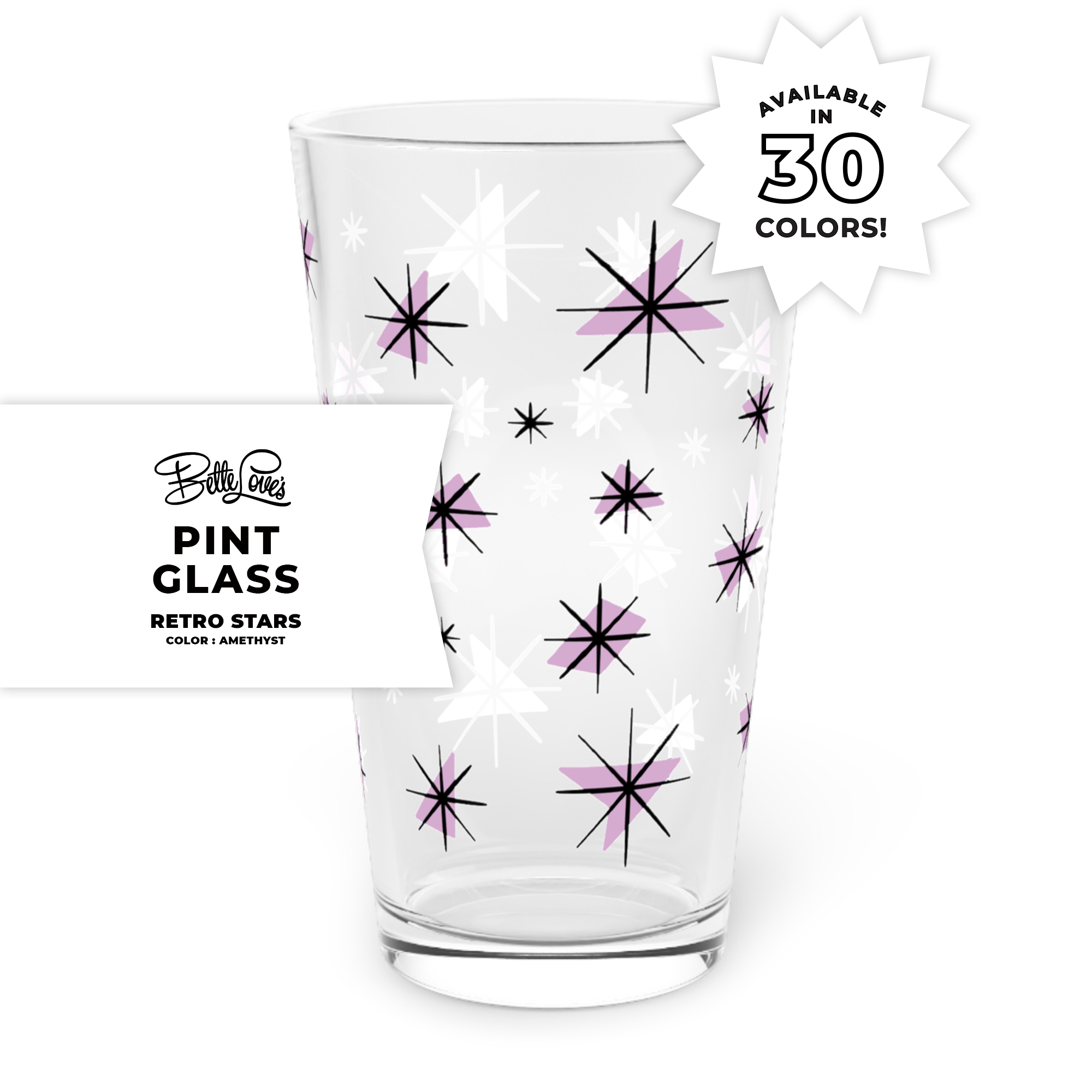 Retro Stars Pint Glass in Amethyst Retro Stars Pint Glass in Amethyst