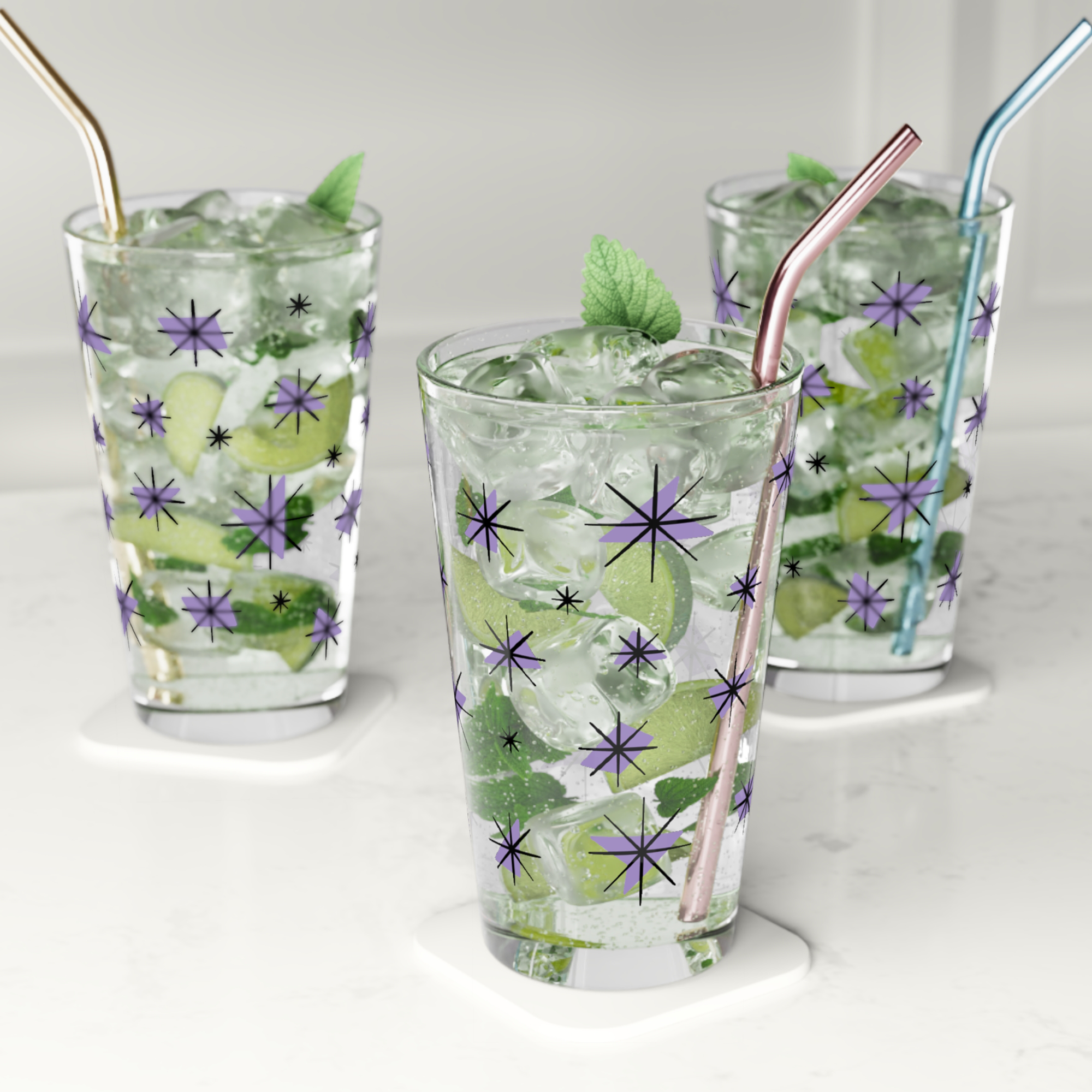Retro Stars Pint Glass in Grape product thumbnail image